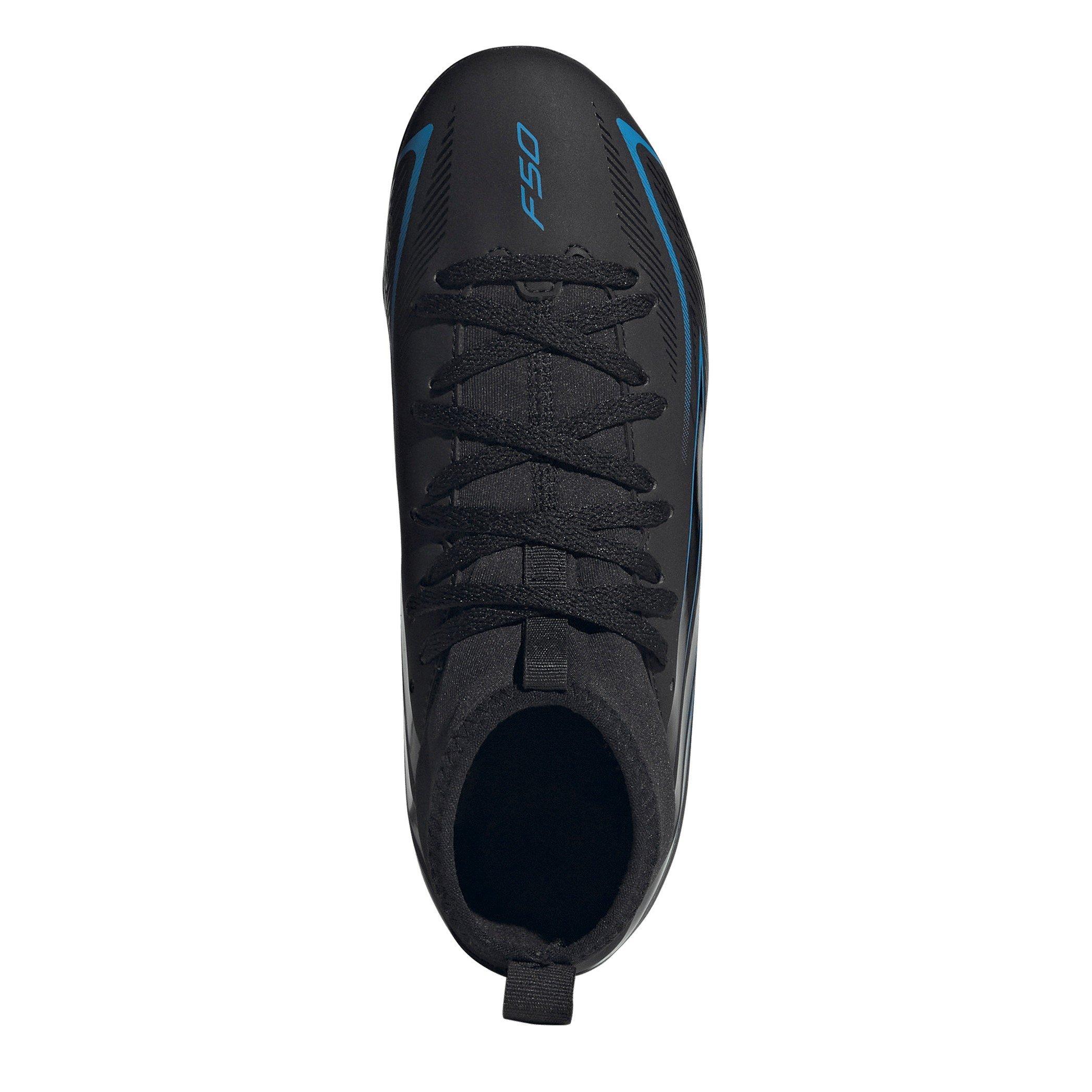 Schwarz/Blau - adidas - Kids' F50 Hyperfast Club Mid Firm Ground Football Boots - 5