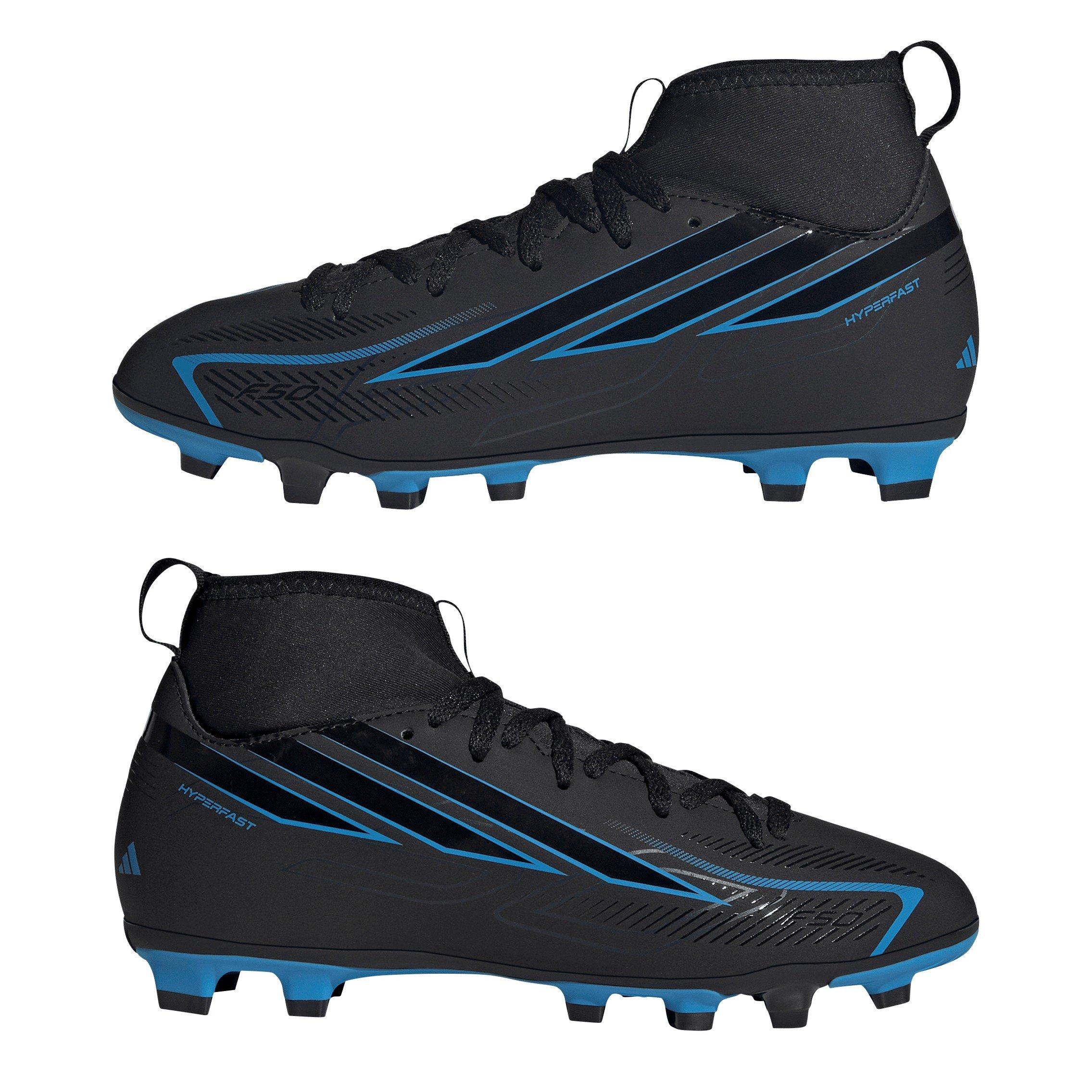 Schwarz/Blau - adidas - Kids' F50 Hyperfast Club Mid Firm Ground Football Boots - 9