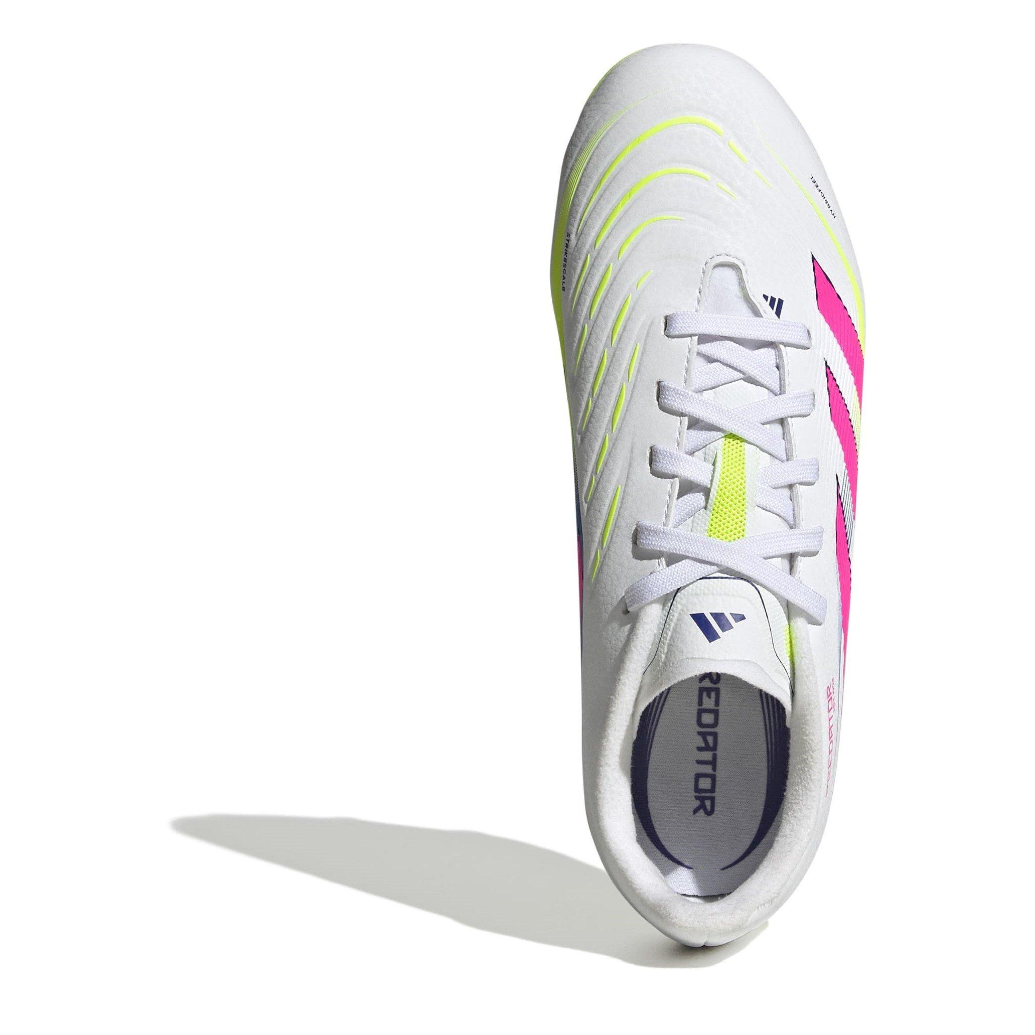 White/Pink - adidas - Predator League Childrens Firm Ground Football Boots - 5