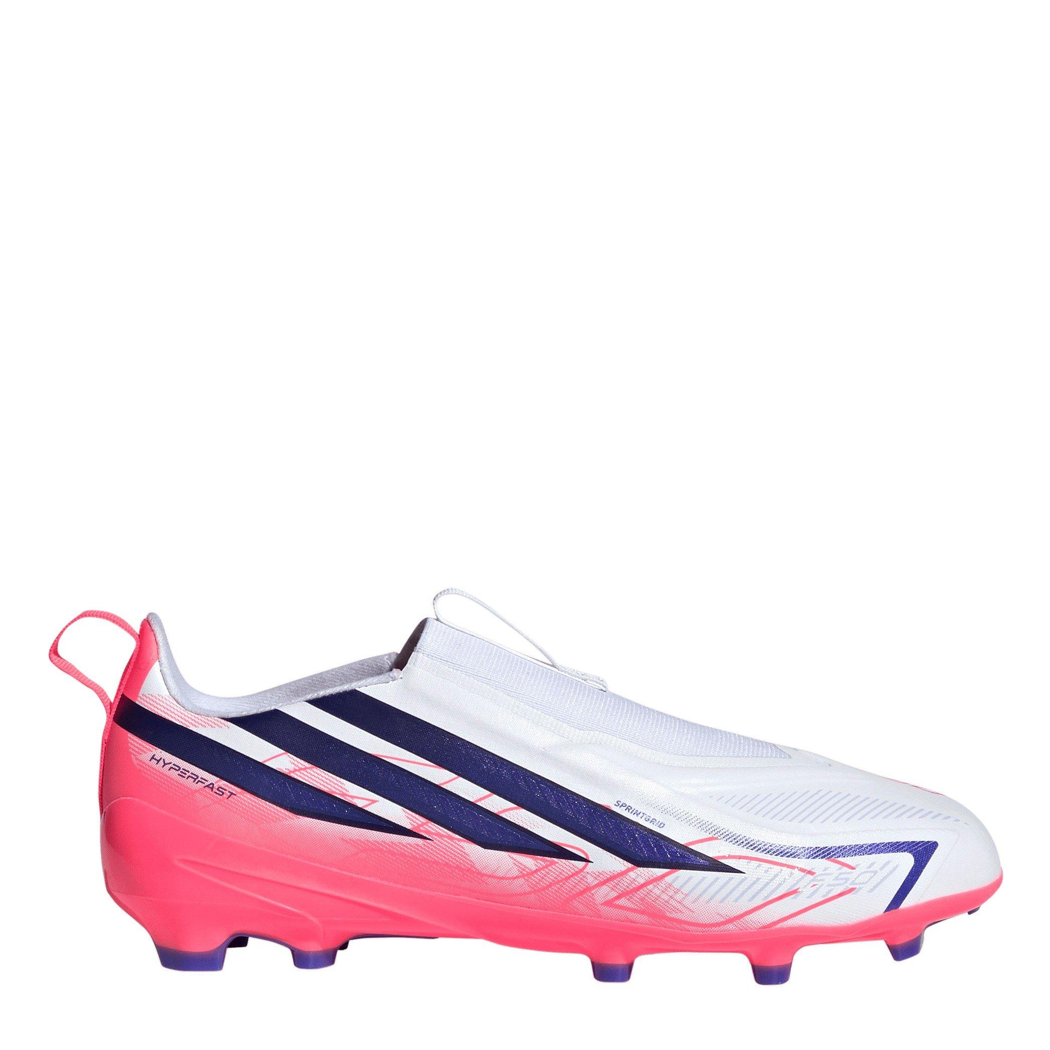 Wit/Koraal - adidas - F50 Hyperfast League Laceless Firm Ground Football Boots Kids - 1