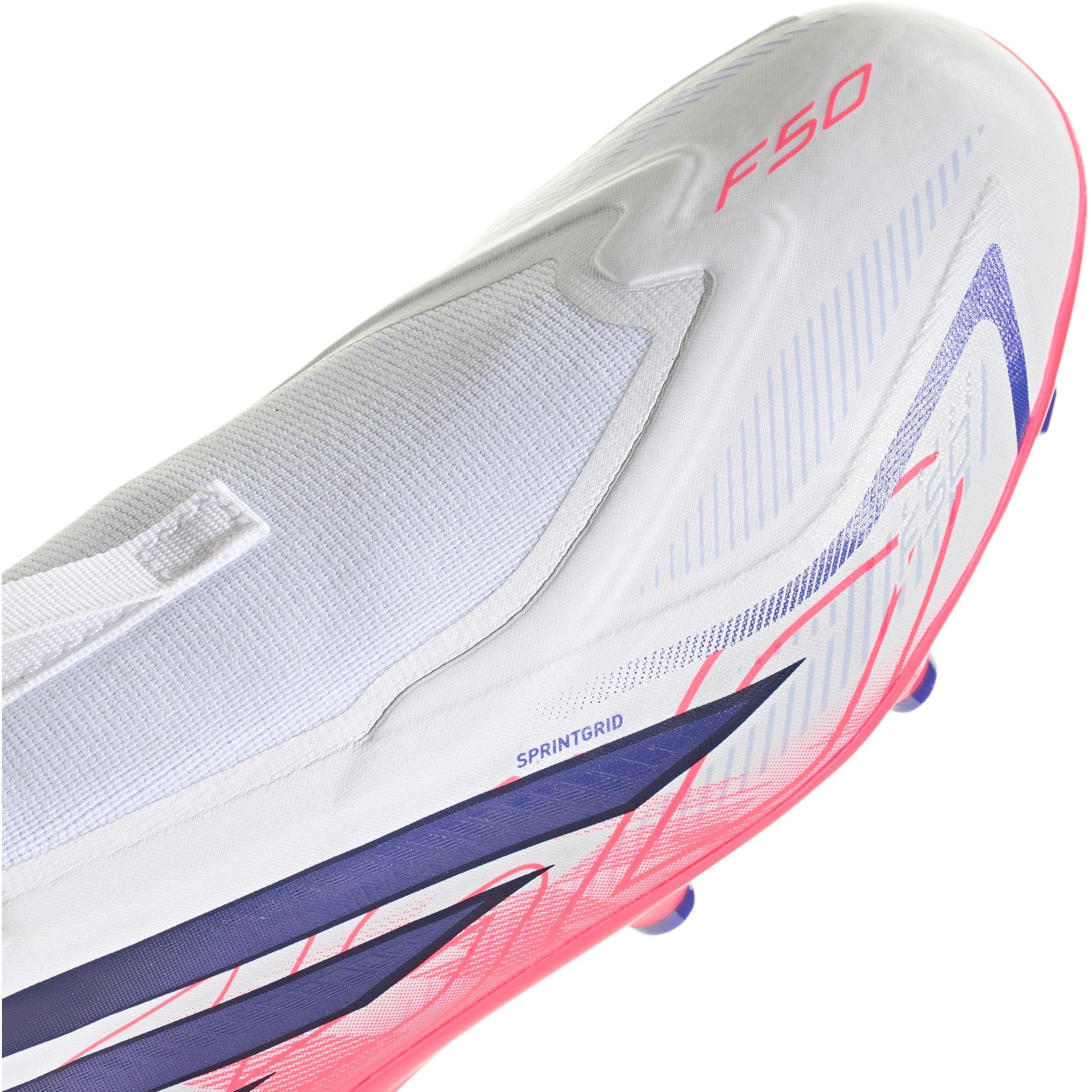Wit/Koraal - adidas - F50 Hyperfast League Laceless Firm Ground Football Boots Kids - 8