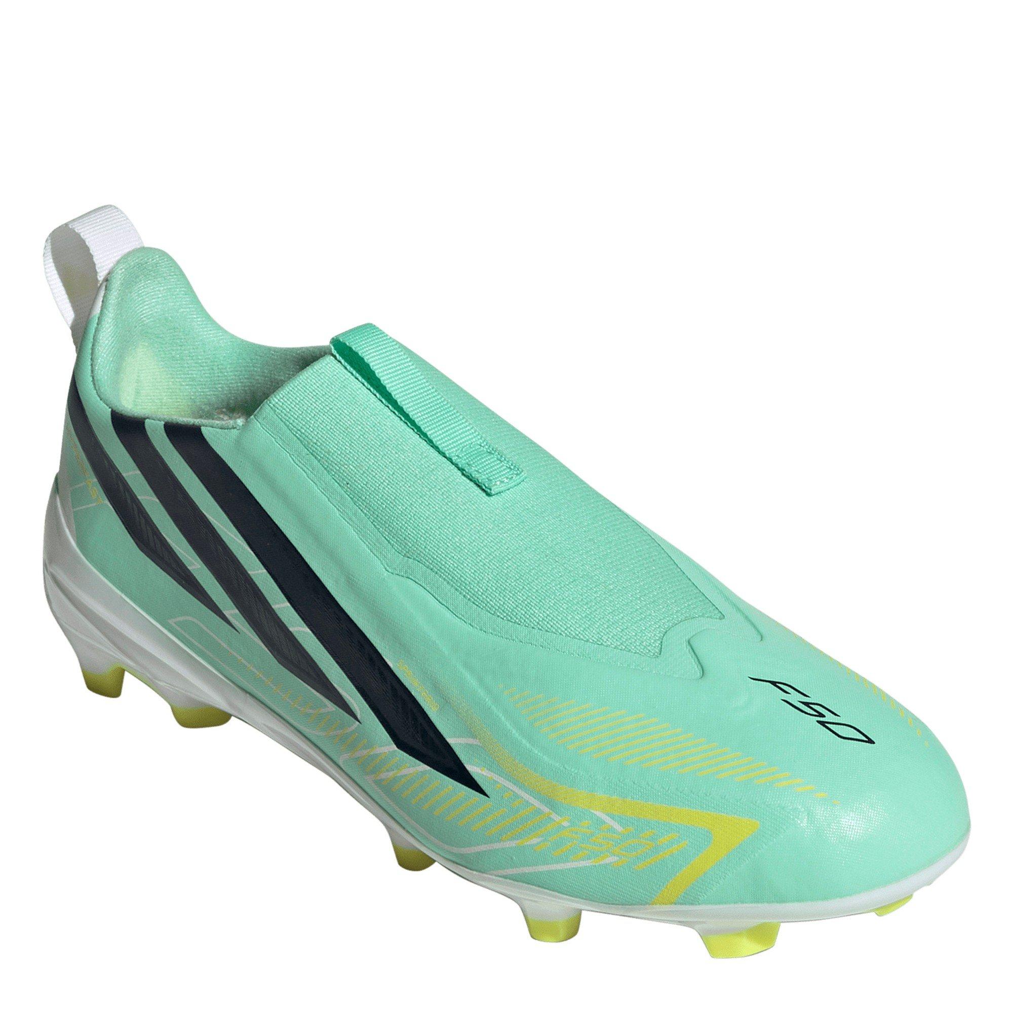 Mint/Black - adidas - Kids' F50 Hyperfast League Laceless Firm-Ground Football Boots - 3