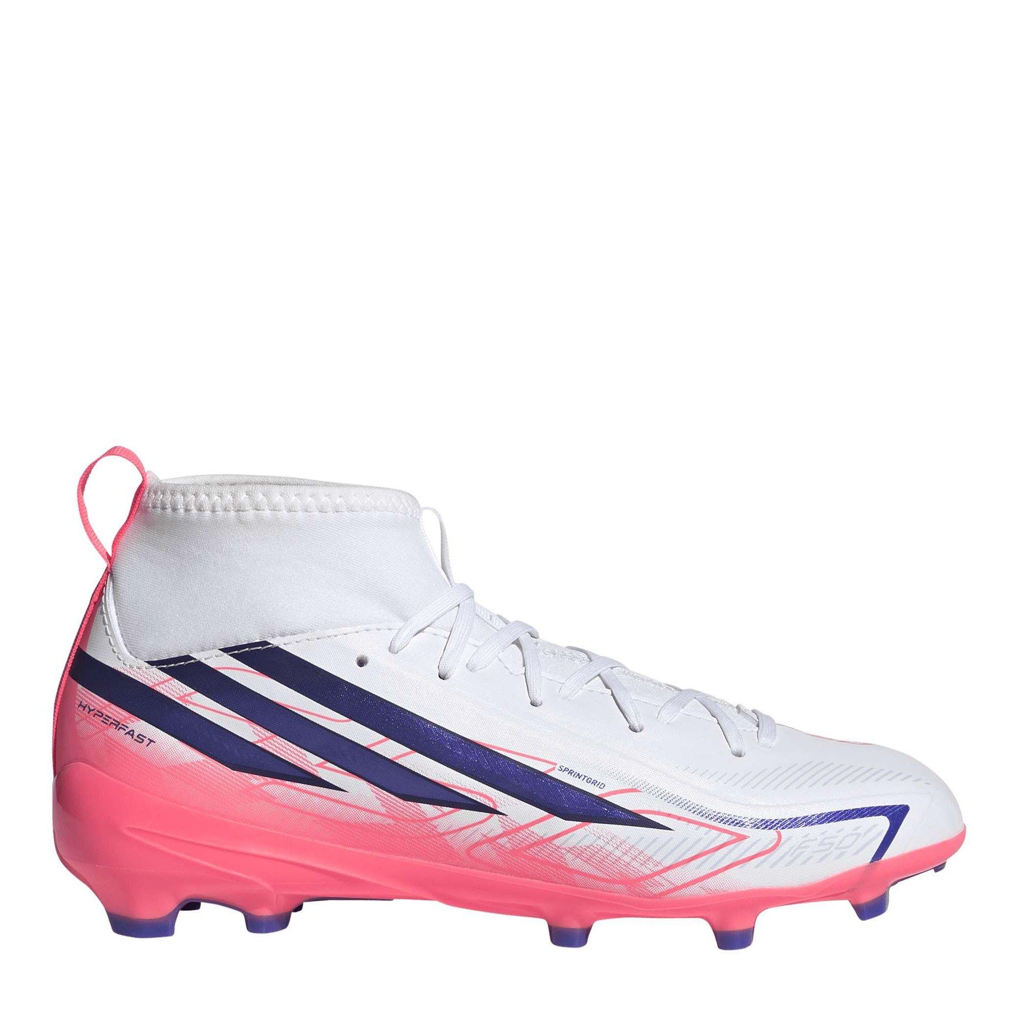 Wit/Koraal - adidas - F50 Hyperfast League Mid Firm Ground Football Boots Kids - 1