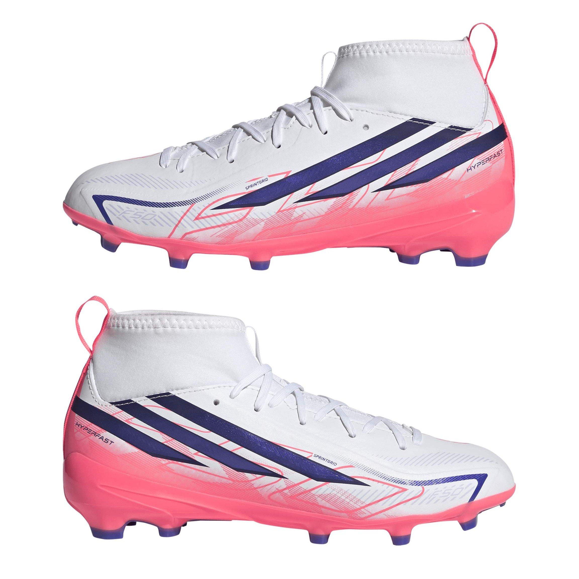 Wit/Koraal - adidas - F50 Hyperfast League Mid Firm Ground Football Boots Kids - 9