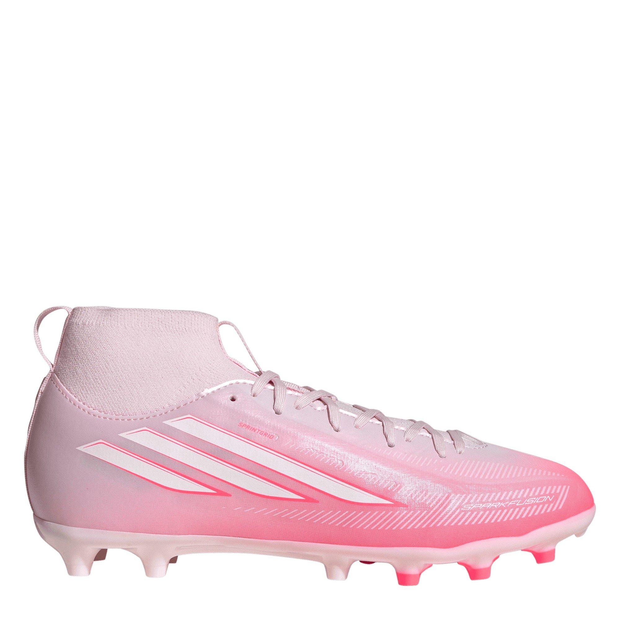 Wit/Koraal - adidas - F50 SPARKFUSION League Mid Cut Firm Ground Football Boots Kids - 1