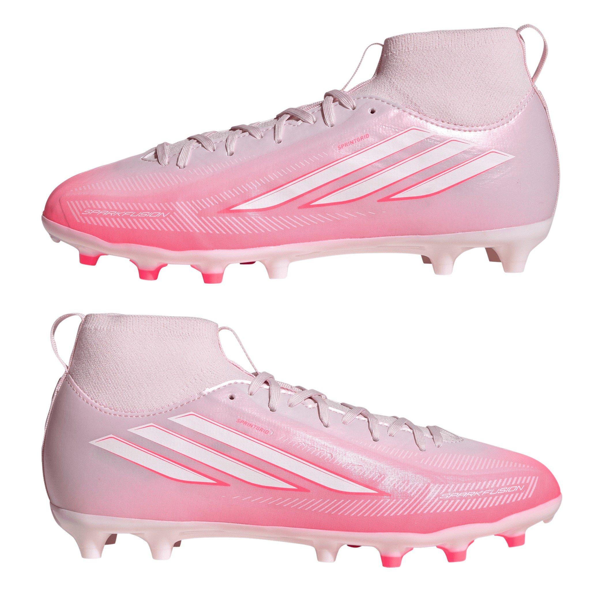 Wit/Koraal - adidas - F50 SPARKFUSION League Mid Cut Firm Ground Football Boots Kids - 9