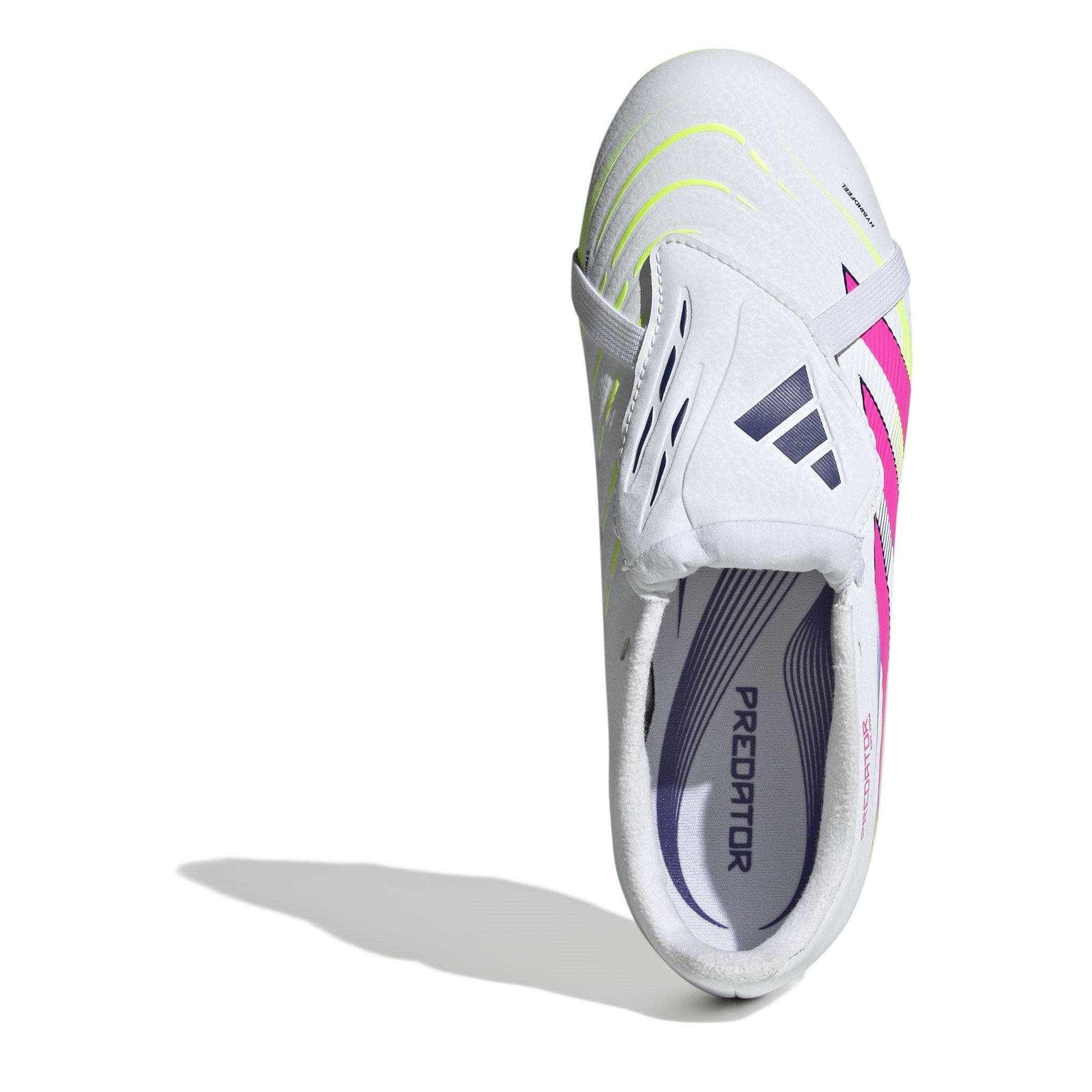 White/Pink - adidas - Predator League Fold-Over Tongue Childrens Firm Ground Football Boots - 5