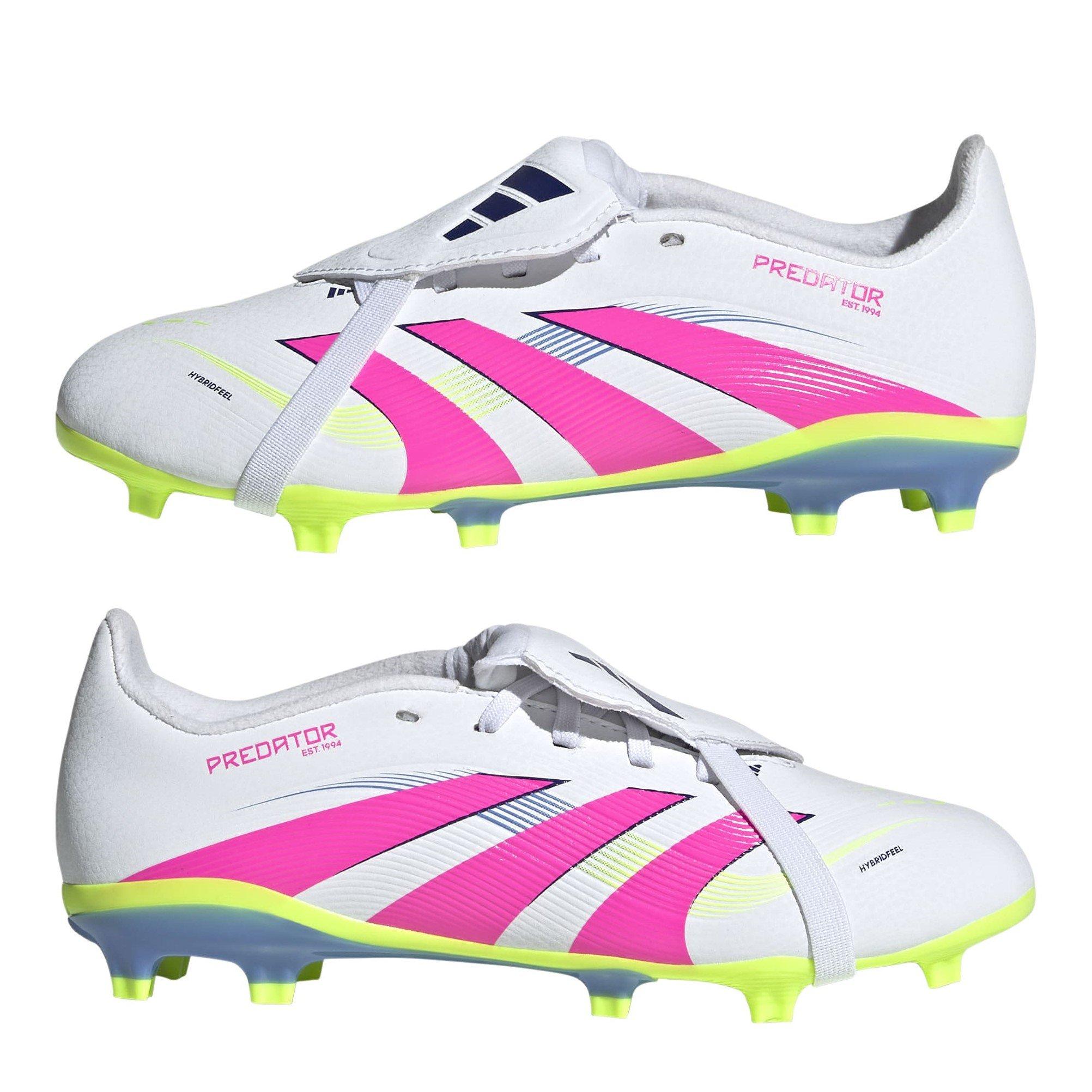 White/Pink - adidas - Predator League Fold-Over Tongue Childrens Firm Ground Football Boots - 9