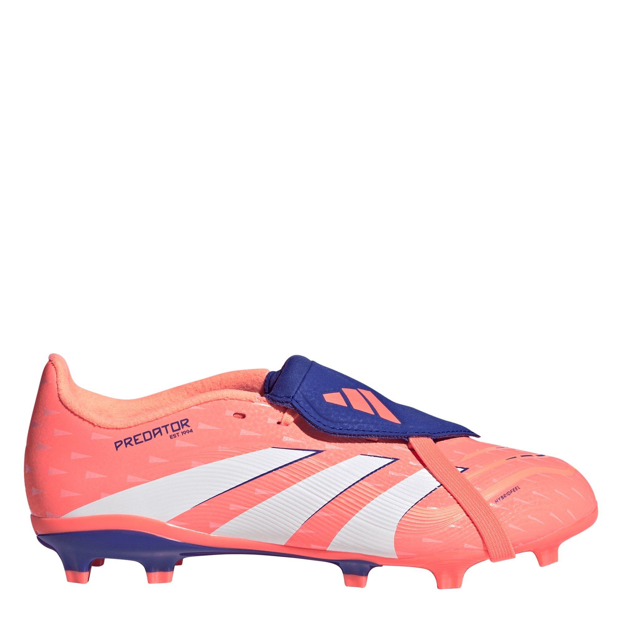 Adidas Boys Predator League Fold-Over Tongue Childrens Firm Ground Football Boots - Orange/White - 2.5 (35)