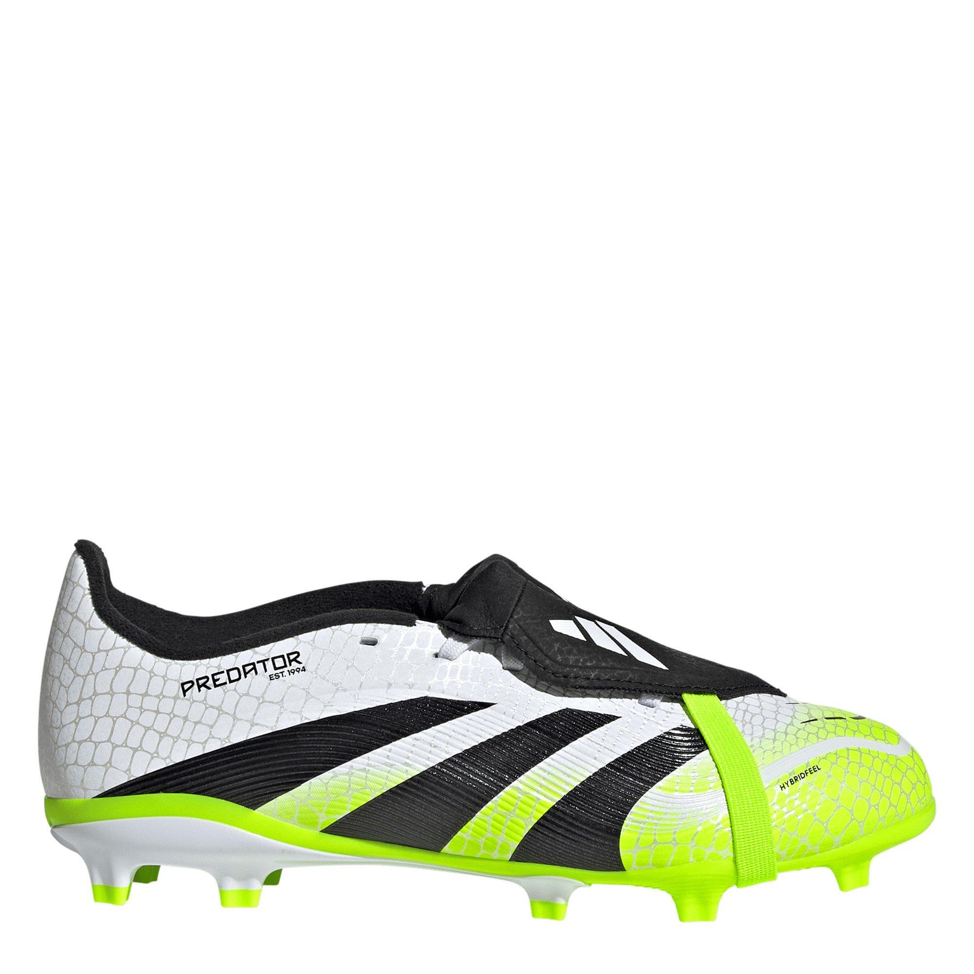 Adidas Boys Predator League Fold-Over Tongue Childrens Firm Ground Football Boots - White/Blk/Lemon - C11 (29)