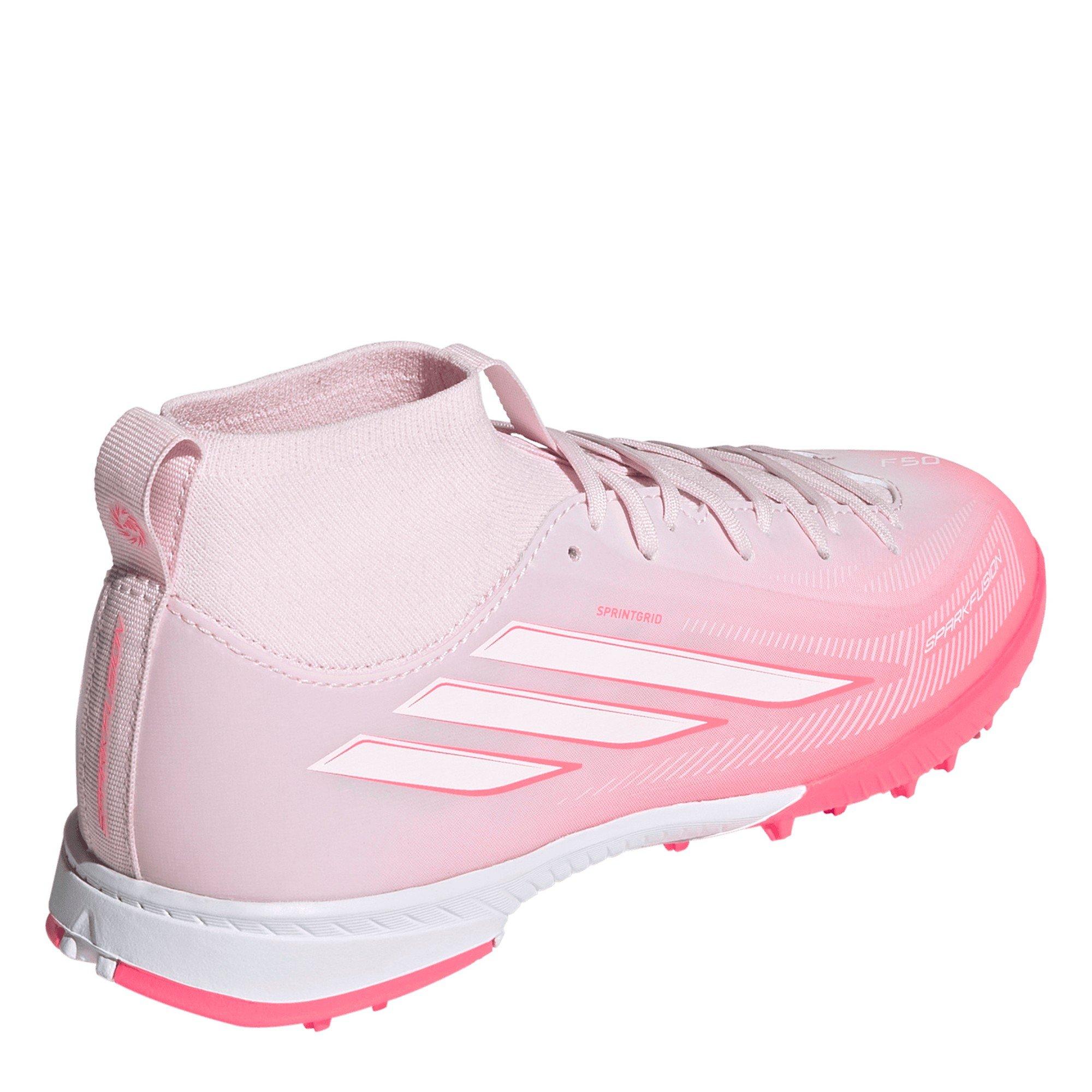 Wit/Koraal - adidas - F50 Sparkfusion League Mid Cut Turf Football Boots Kids - 4
