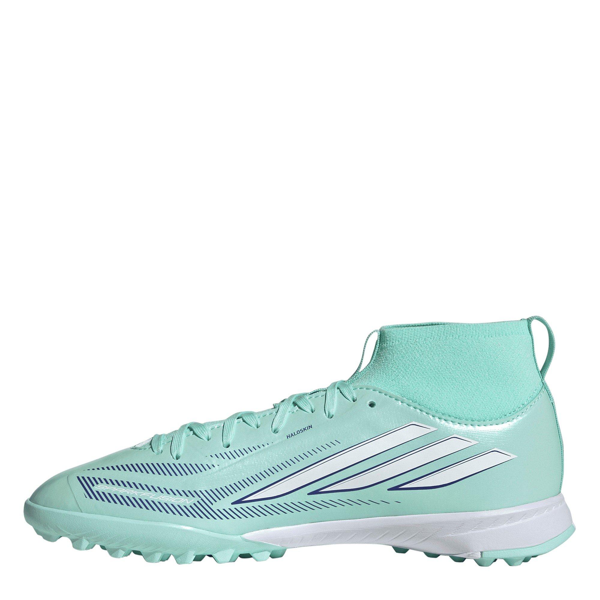 Mint/Black - adidas - Kids' F50 Sparkfusion League Mid-Cut Astro-Turf Football Boots - 2