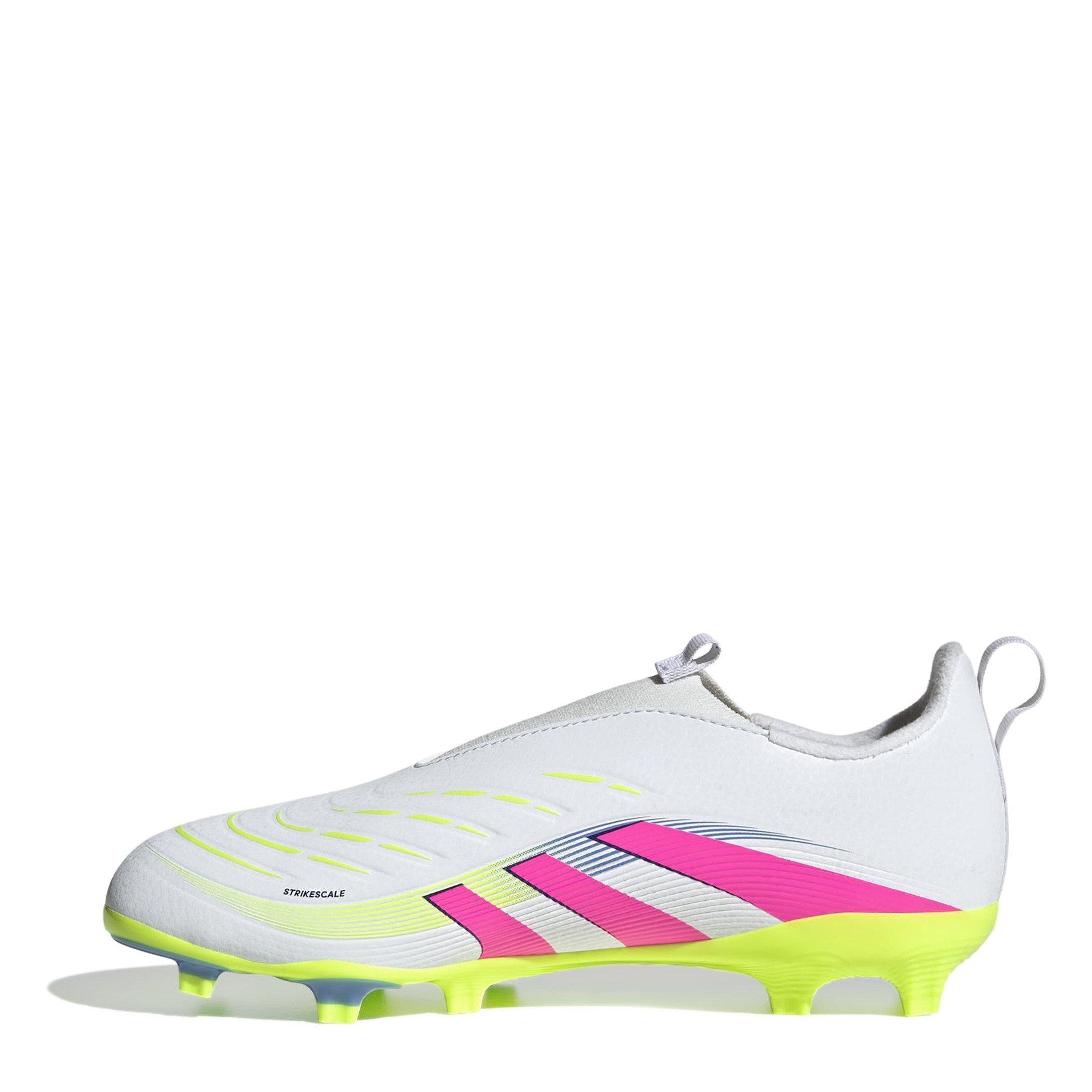 Branco/Rosa - adidas - Predator 3 Childrens Laceless Firm Ground Football Boots - 2
