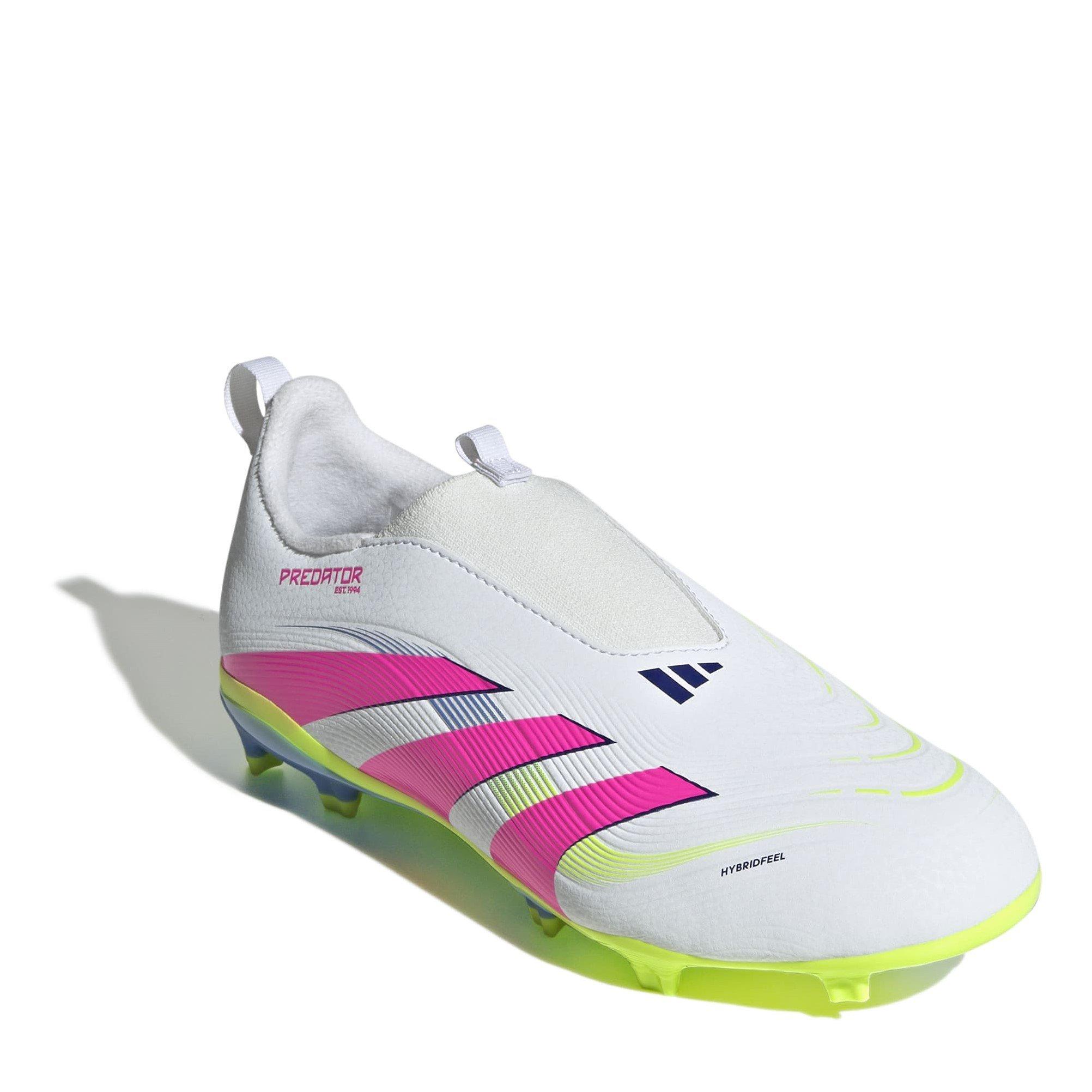 Branco/Rosa - adidas - Predator 3 Childrens Laceless Firm Ground Football Boots - 3