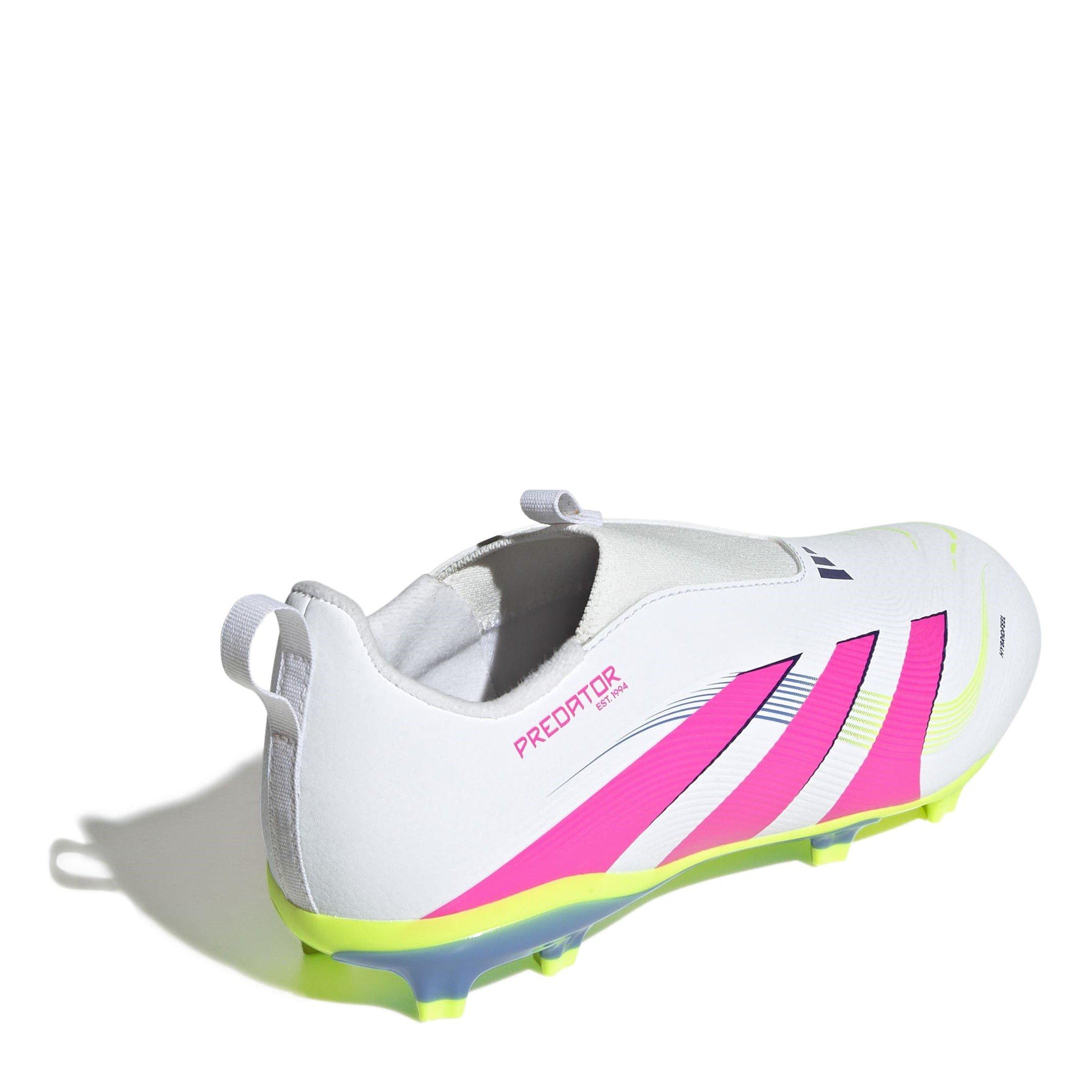 Branco/Rosa - adidas - Predator 3 Childrens Laceless Firm Ground Football Boots - 4