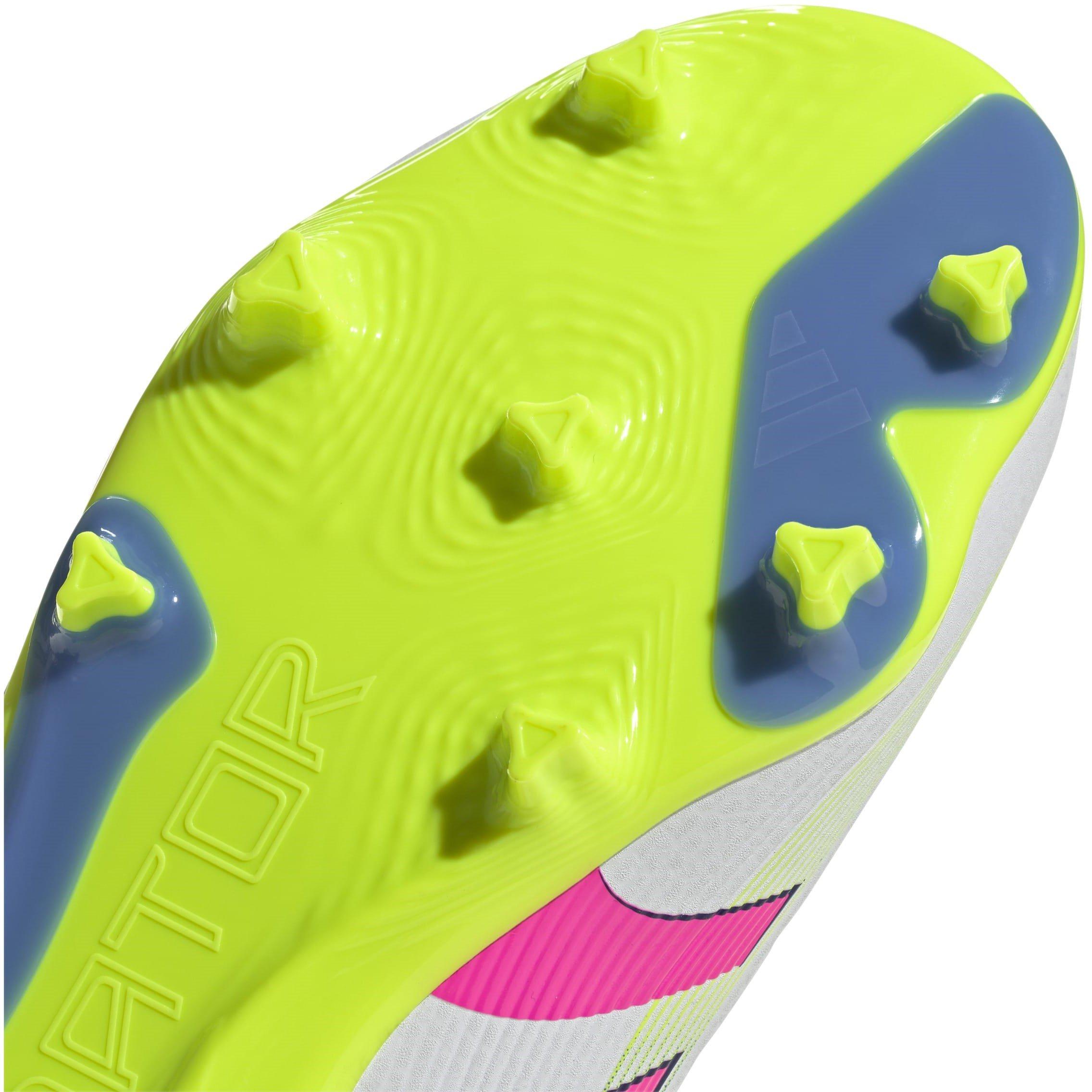 Branco/Rosa - adidas - Predator 3 Childrens Laceless Firm Ground Football Boots - 7