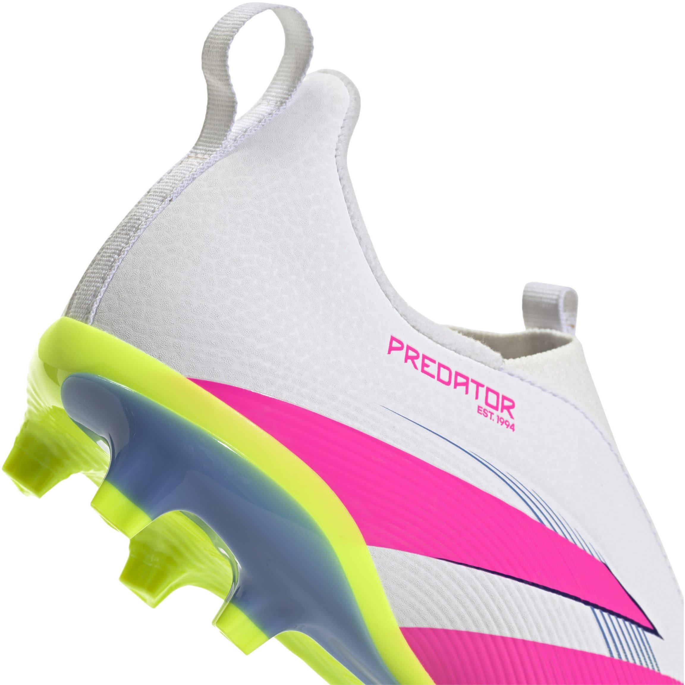 Branco/Rosa - adidas - Predator 3 Childrens Laceless Firm Ground Football Boots - 8