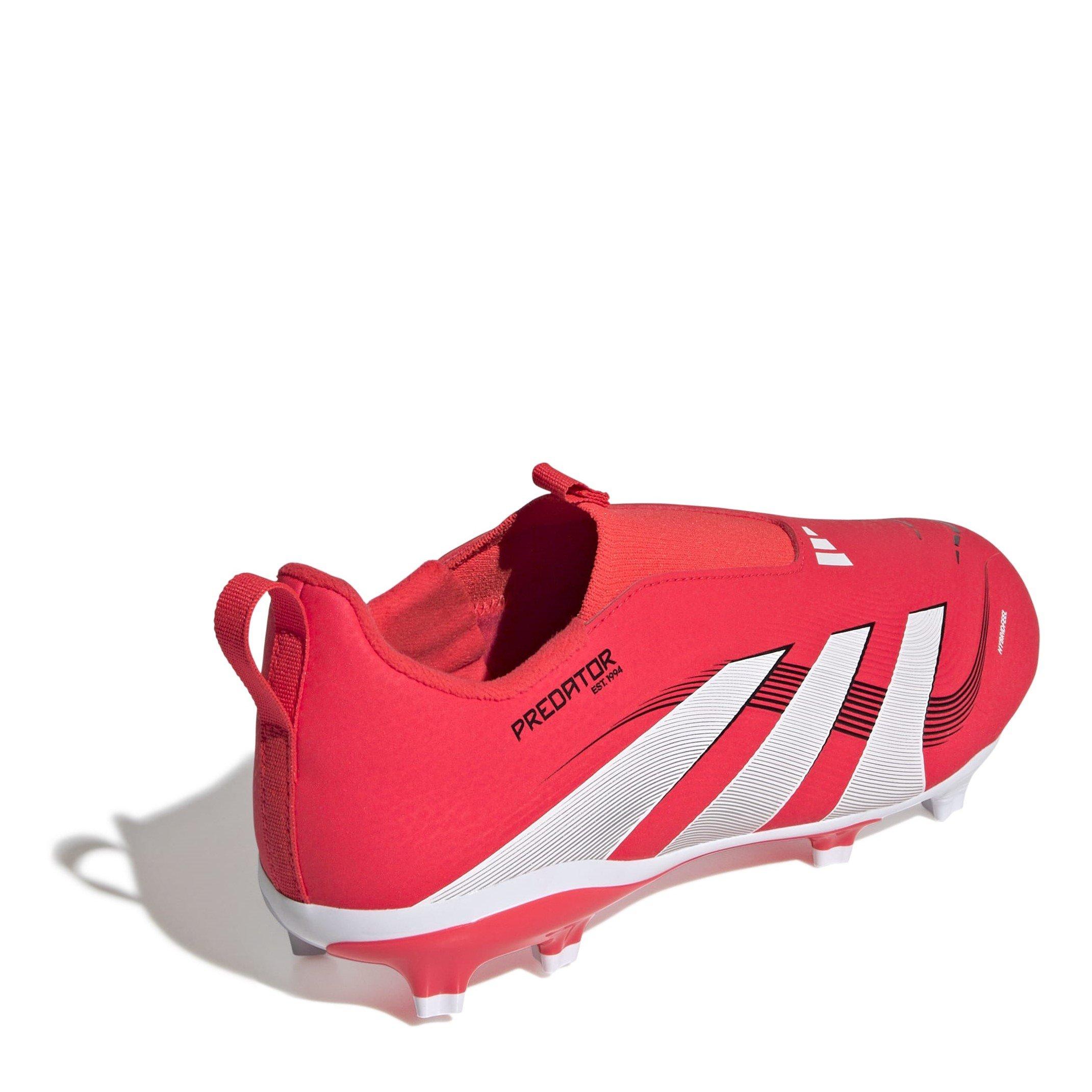 Red/White - adidas - Predator 3 Childrens Laceless Firm Ground Football Boots - 4