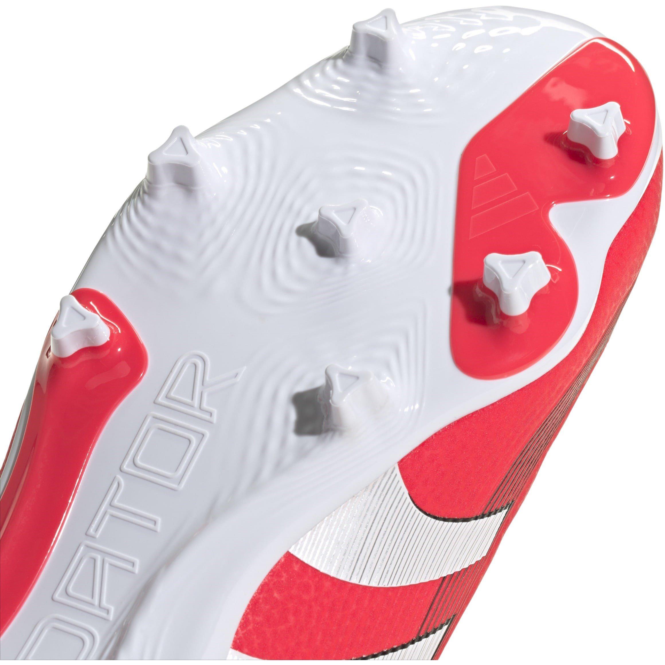 Red/White - adidas - Predator 3 Childrens Laceless Firm Ground Football Boots - 8