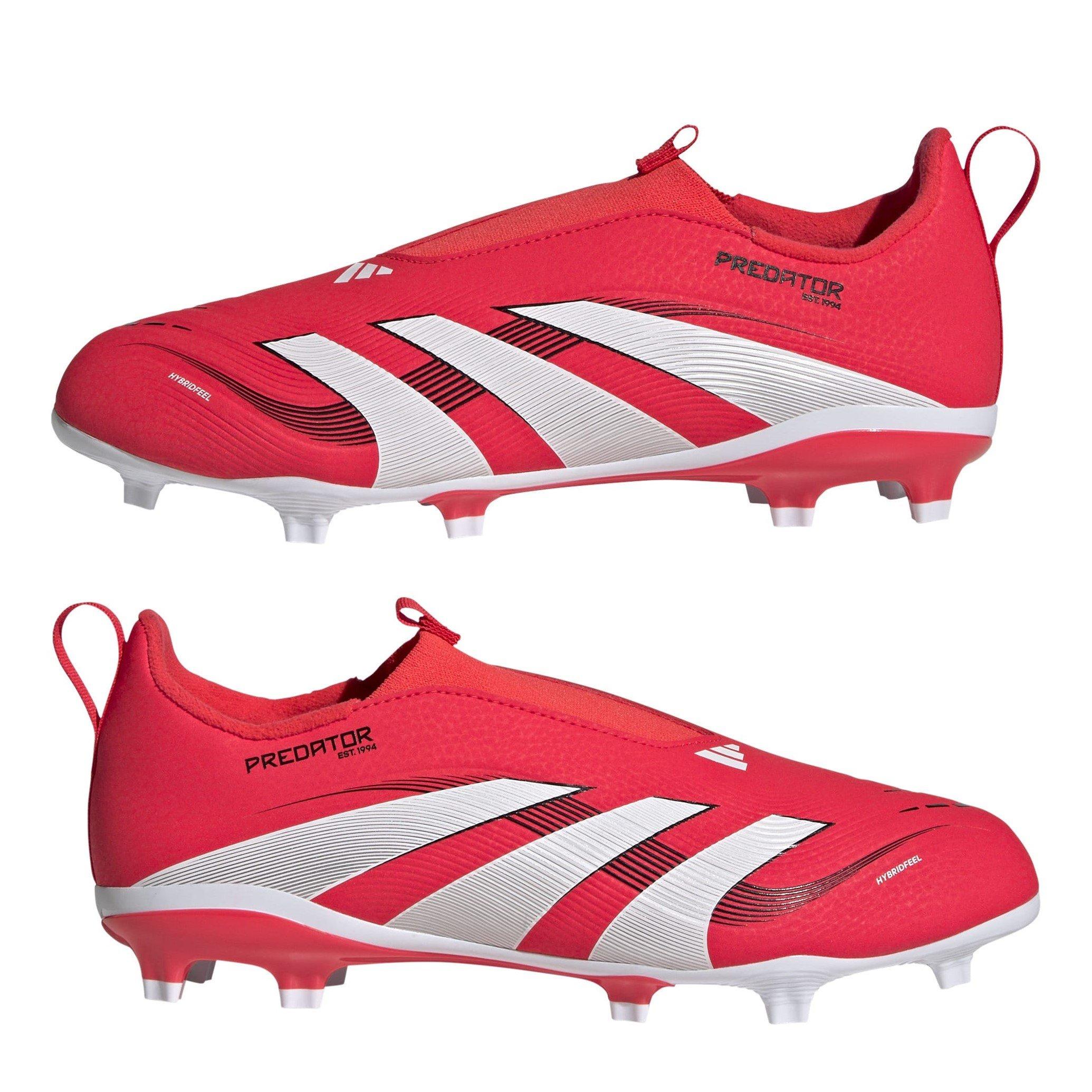 Red/White - adidas - Predator 3 Childrens Laceless Firm Ground Football Boots - 9