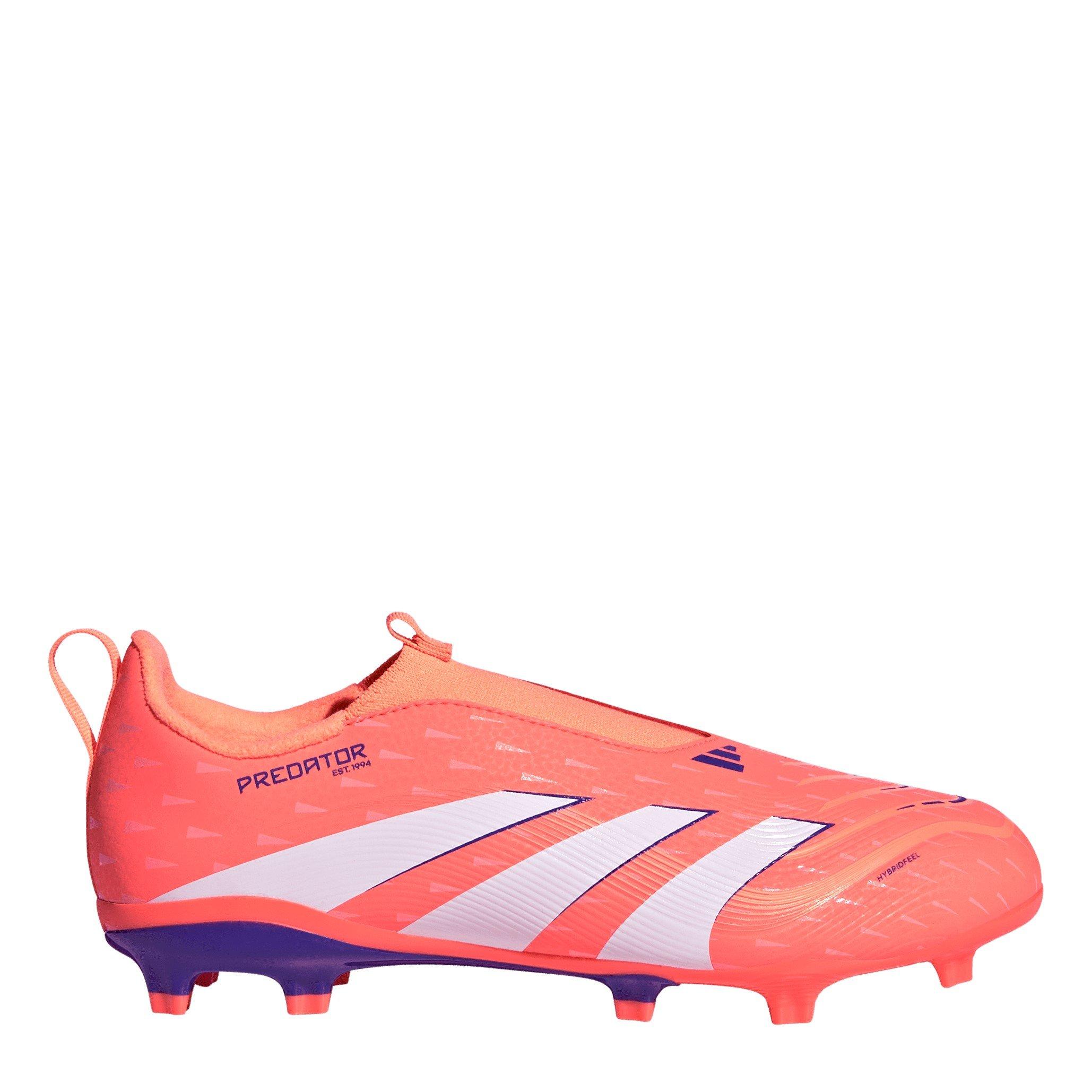Adidas Boys Predator 3 Childrens Laceless Firm Ground Football Boots - Orange/White - C11 (29)