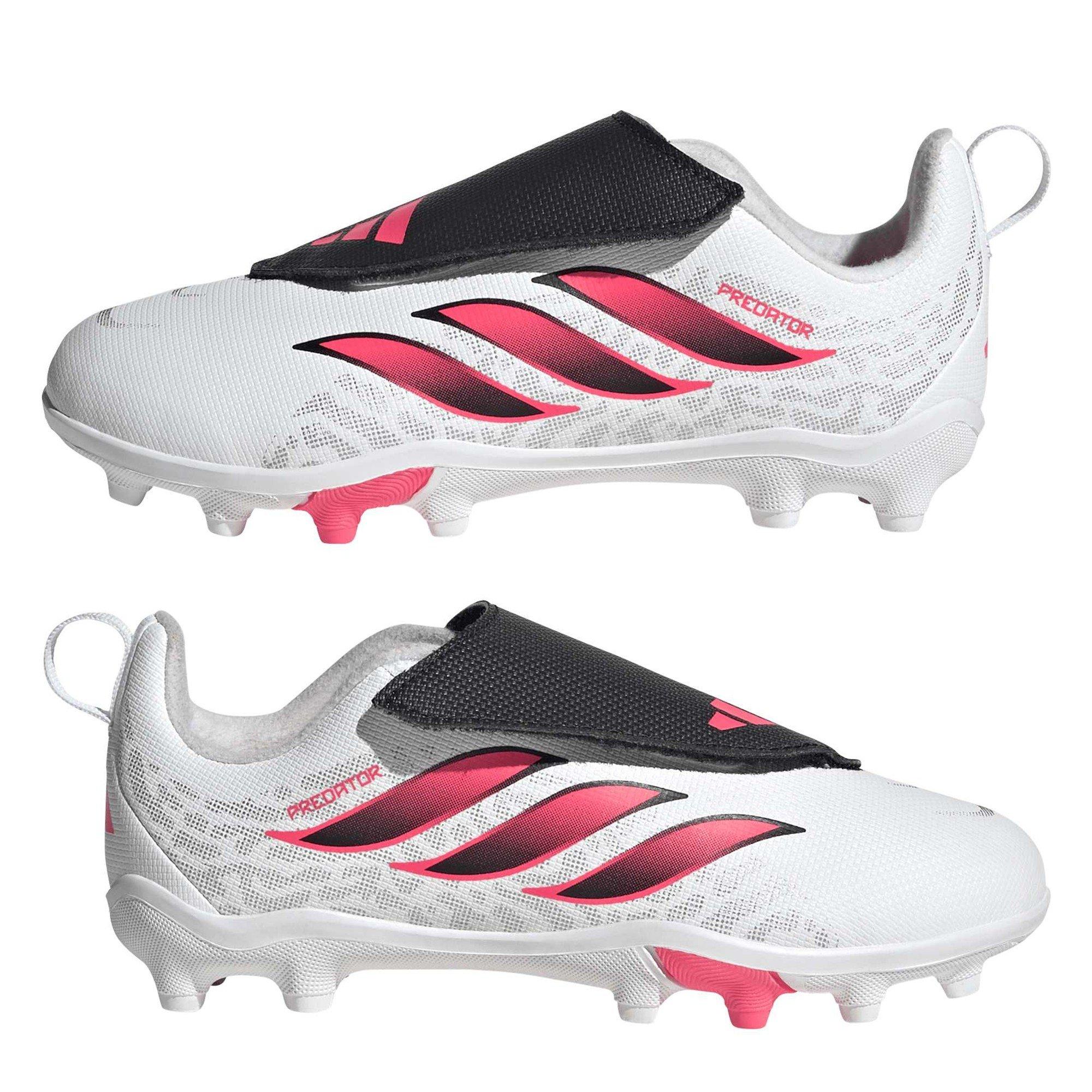 White/Coral - adidas - Kids' Predator Firm Ground Football Boot - 10