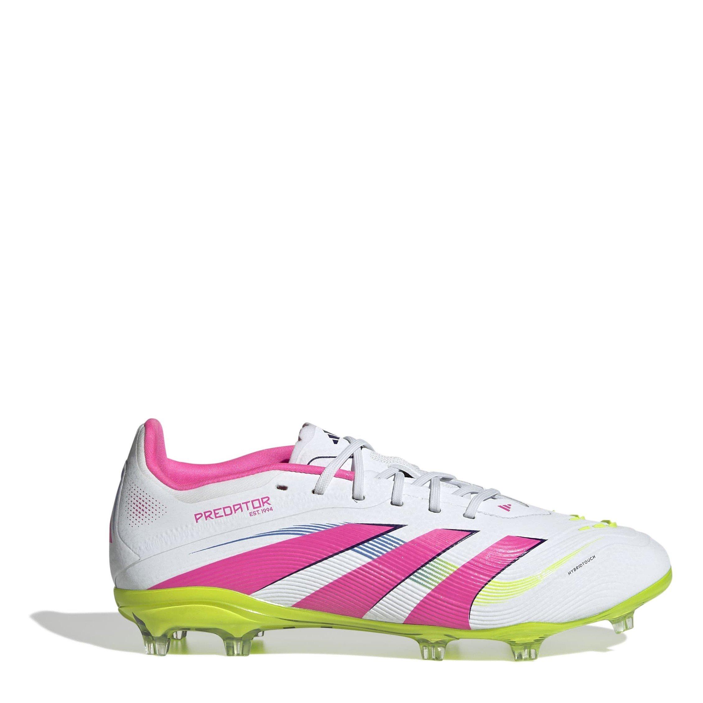 Adidas Boys Predator Elite Childrens Firm Ground Football Boots - White/Pink - C12 (30.5)
