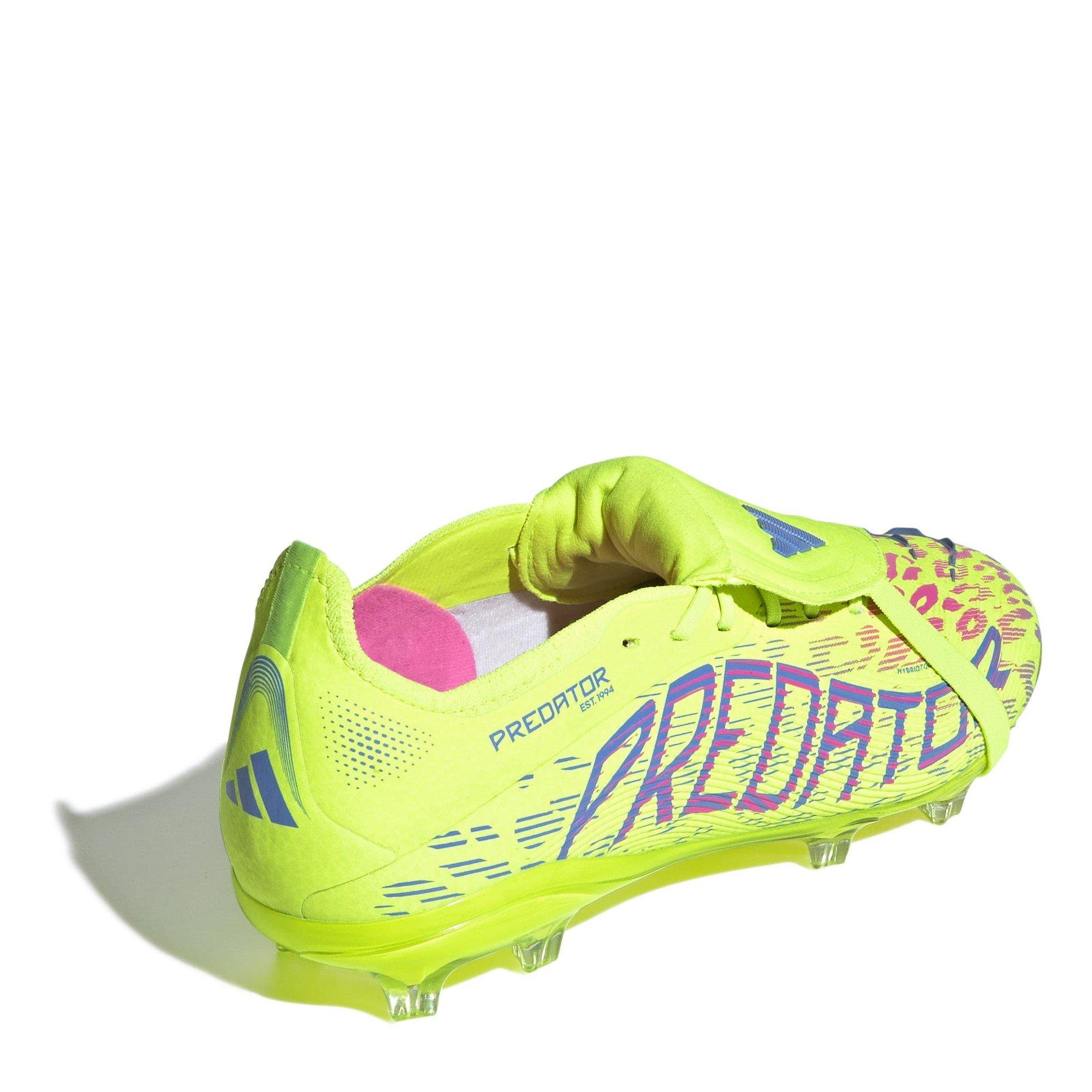 Yellow/Pink - adidas - Predator Elite Fold-Over Tongue Childrens Firm Ground Football Boots - 4