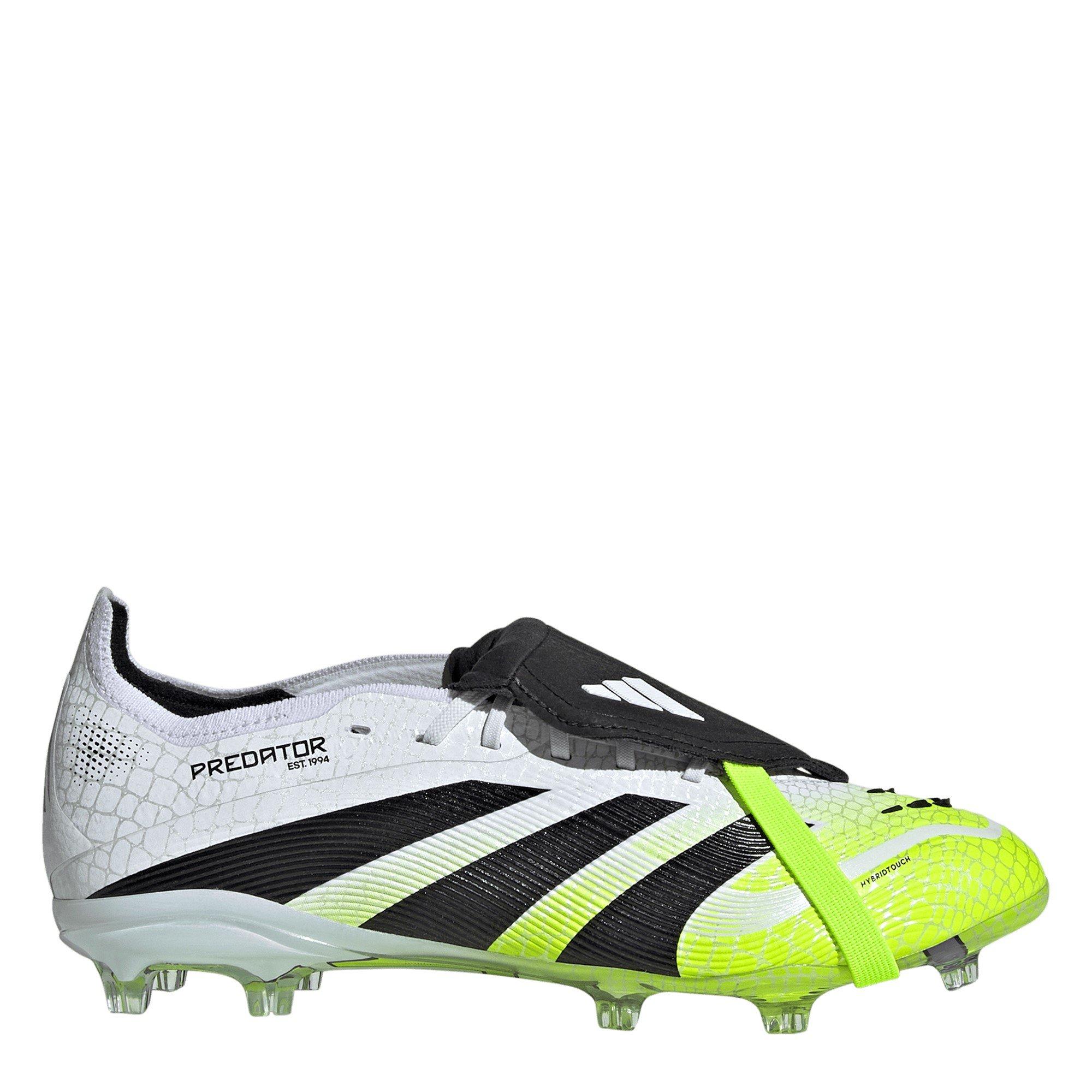 White/Blk/Lemon - adidas - Predator Elite Fold-Over Tongue Childrens Firm Ground Football Boots - 1
