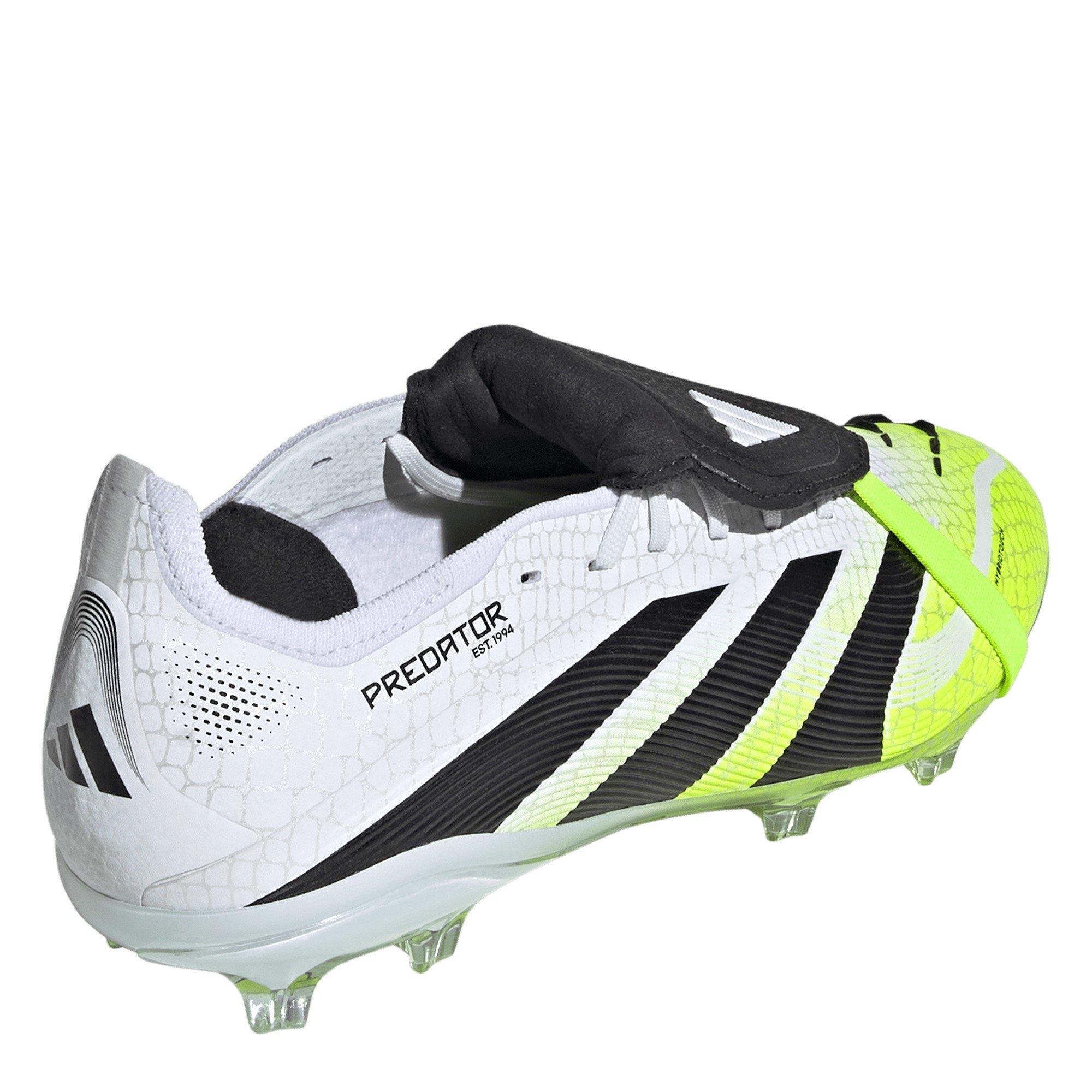 White/Blk/Lemon - adidas - Predator Elite Fold-Over Tongue Childrens Firm Ground Football Boots - 4