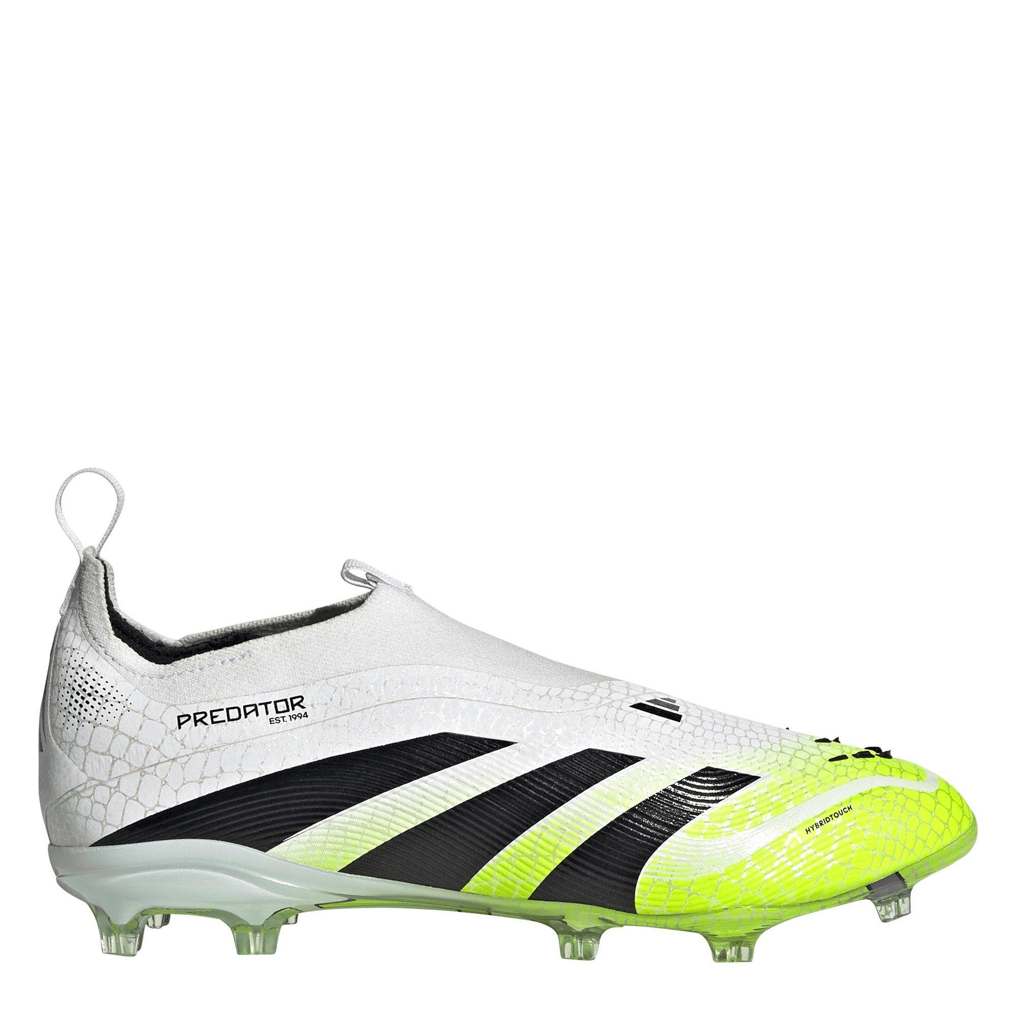 Adidas Boys Predator Elite Laceless Childrens Firm Ground Football Boots - White/Blk/Lemon - C11 (29)