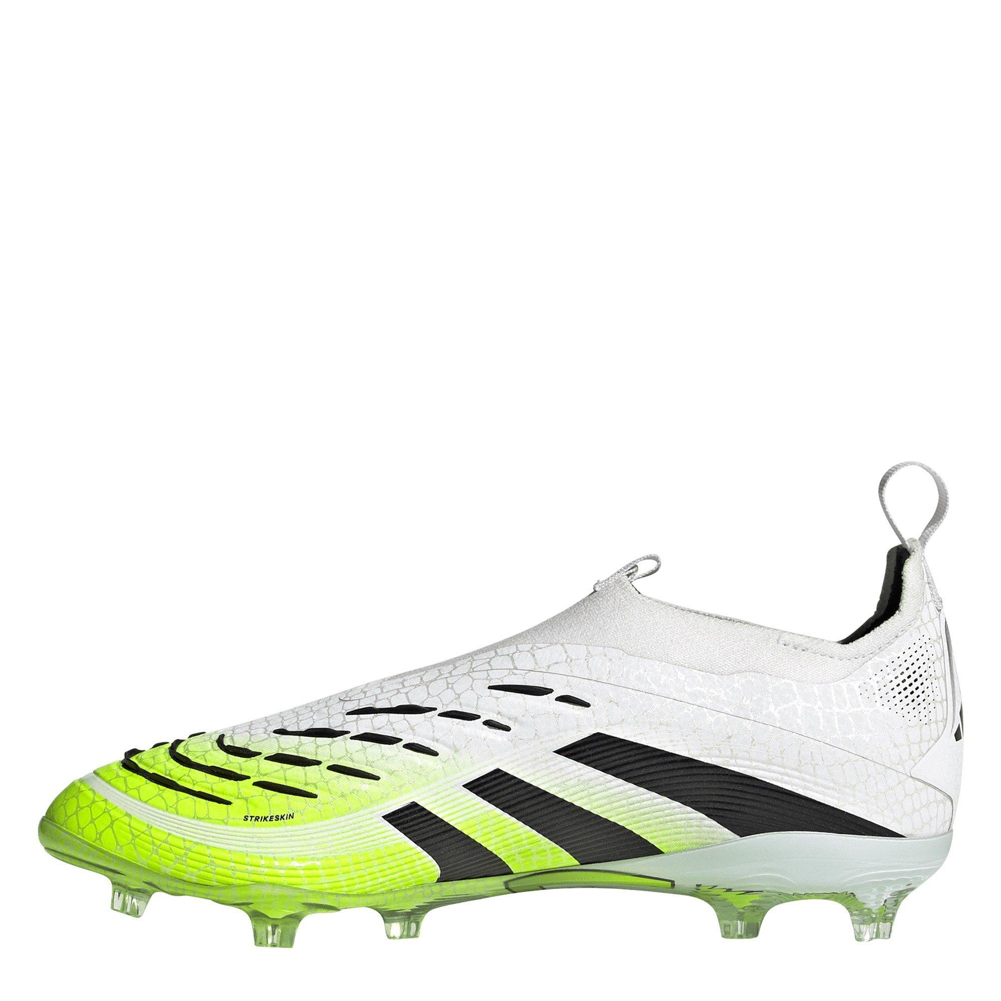 Weiß/Schwarz/Zitrone - adidas - Predator Elite Laceless Childrens Firm Ground Football Boots - 2