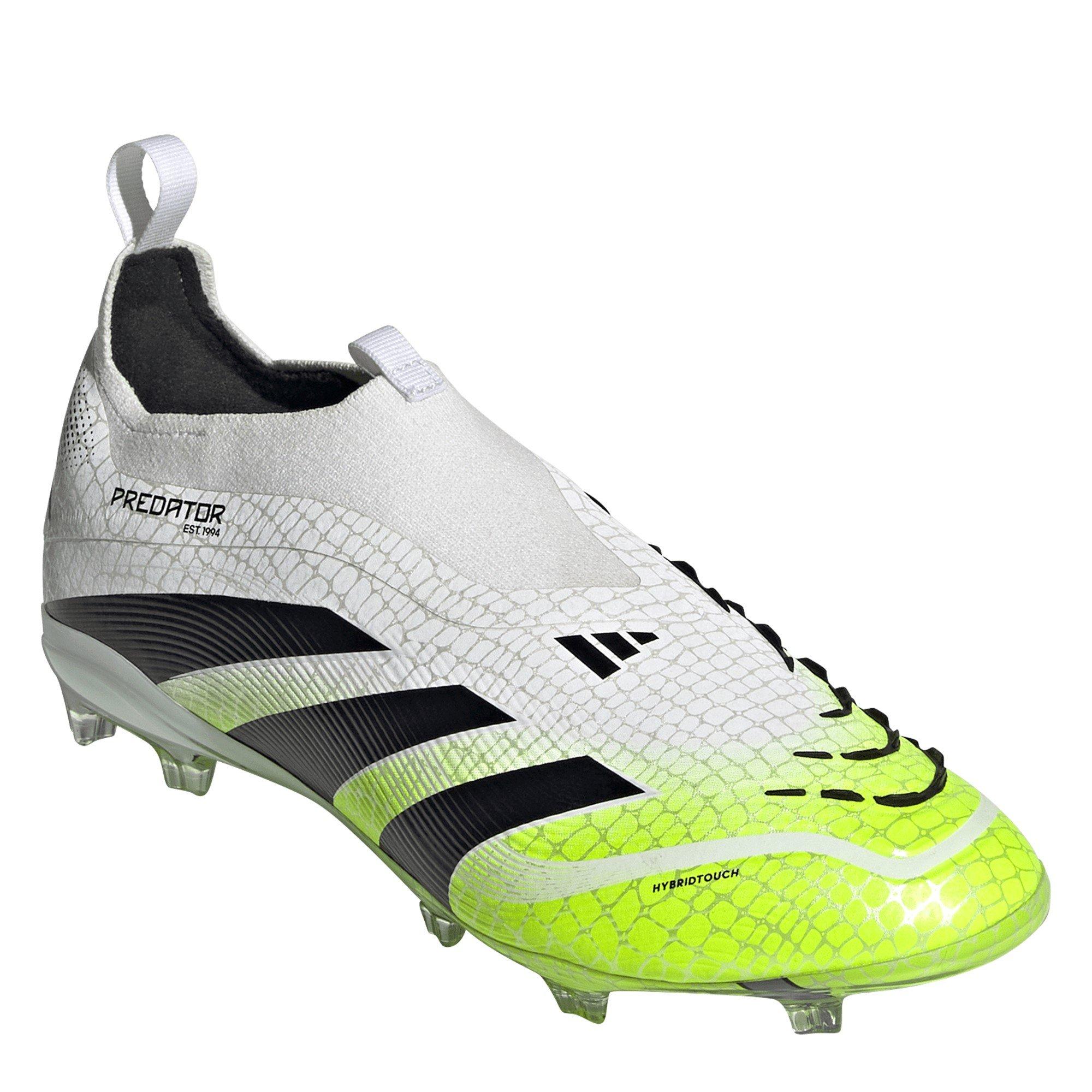 Weiß/Schwarz/Zitrone - adidas - Predator Elite Laceless Childrens Firm Ground Football Boots - 3
