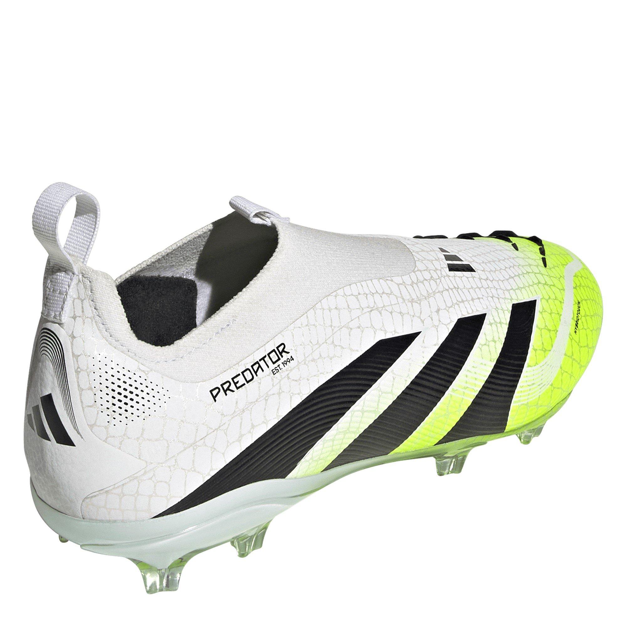 Weiß/Schwarz/Zitrone - adidas - Predator Elite Laceless Childrens Firm Ground Football Boots - 4