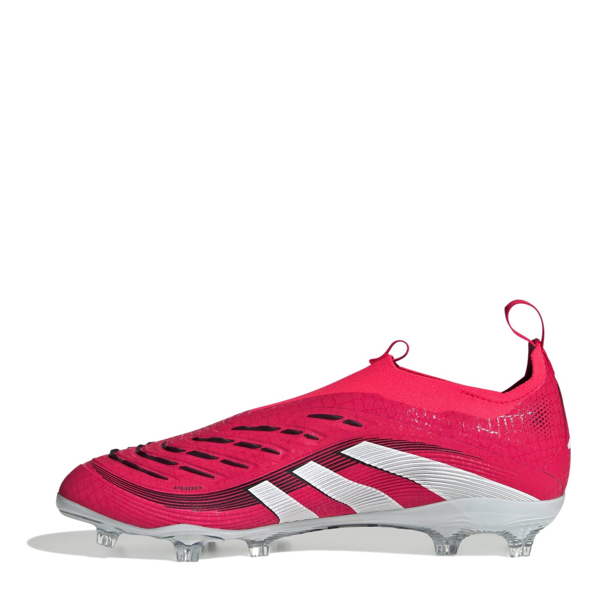 Rouge/Blanc - adidas - Predator Elite Laceless Childrens Firm Ground Football Boots - 2