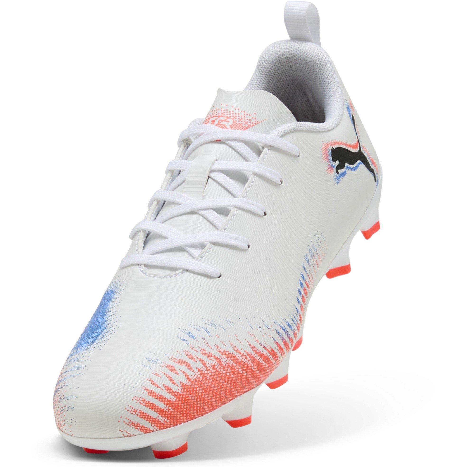 Wht-Blk-Glw Red - Puma - Unisex Kids' Future 8 Play Firm Ground Football Boots - 6