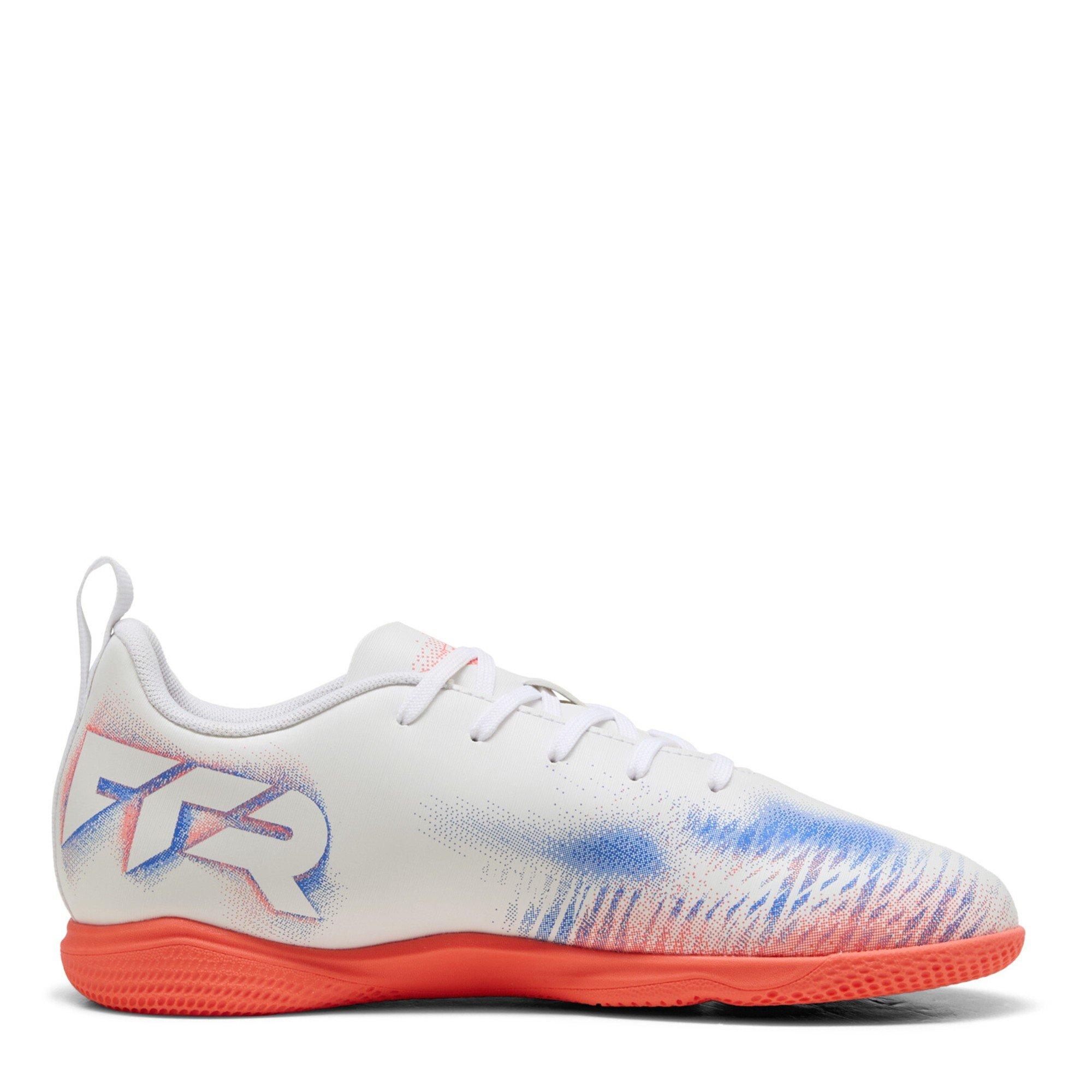 Wht-Blk-Glw Red - Puma - Unisex Kids' Future 8 Play It Indoor Football Boots - 4