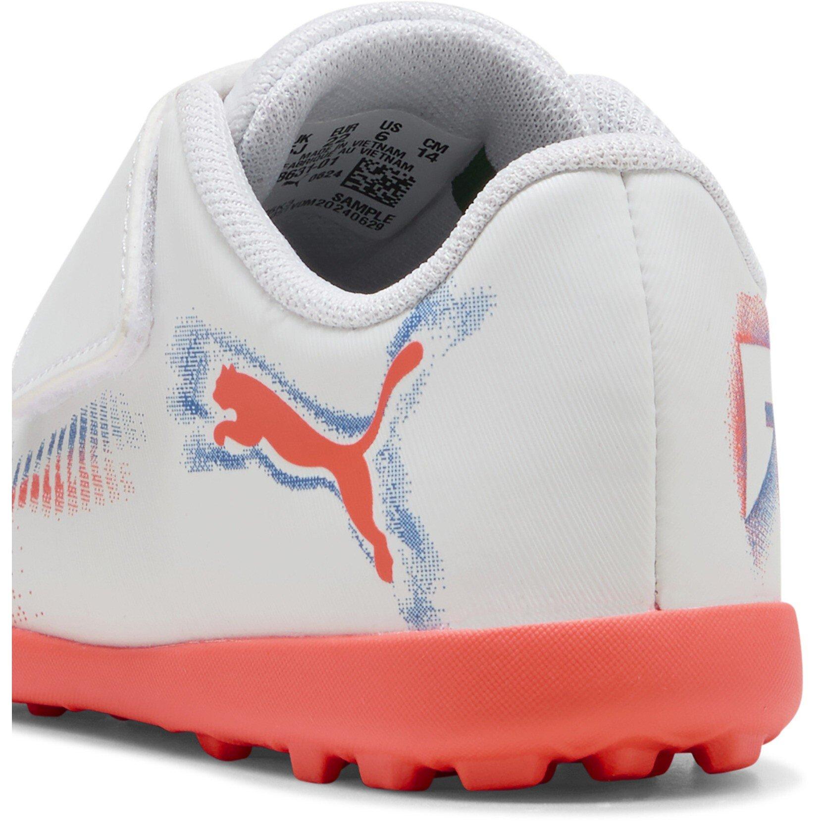 Wht-Blk-Glw Red - Puma - Kids' Future 8 Play V TT Astro Turf Football Boots - 5