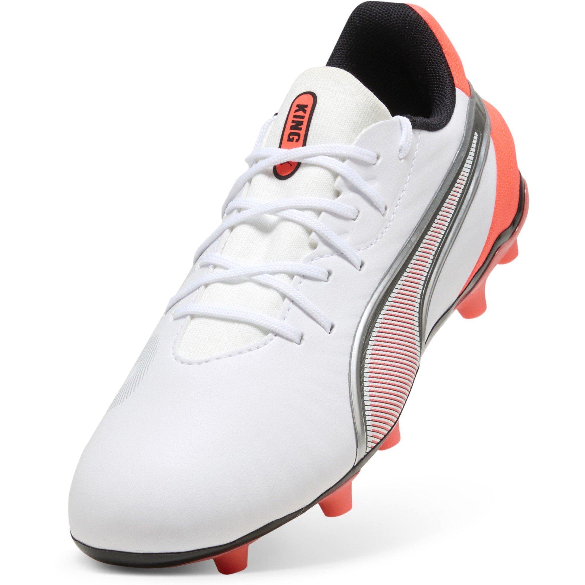WhGlRed BlkSil - Puma - Unisex Kids' King Match Firm Ground Football Boots - 6