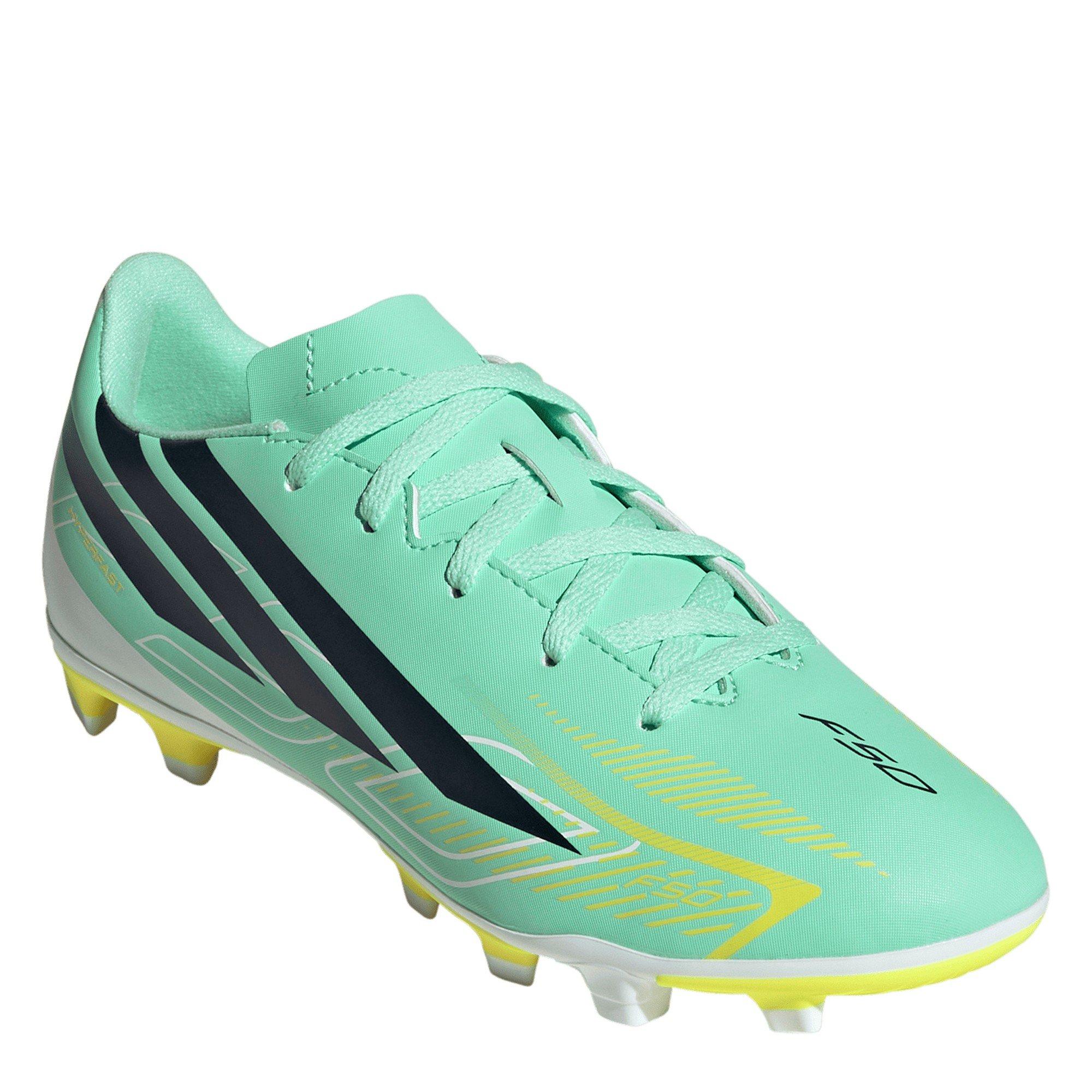 Mint/Navy/Lemon - adidas - F50 Hyperfast Club Firm Ground Junior Boots - 3
