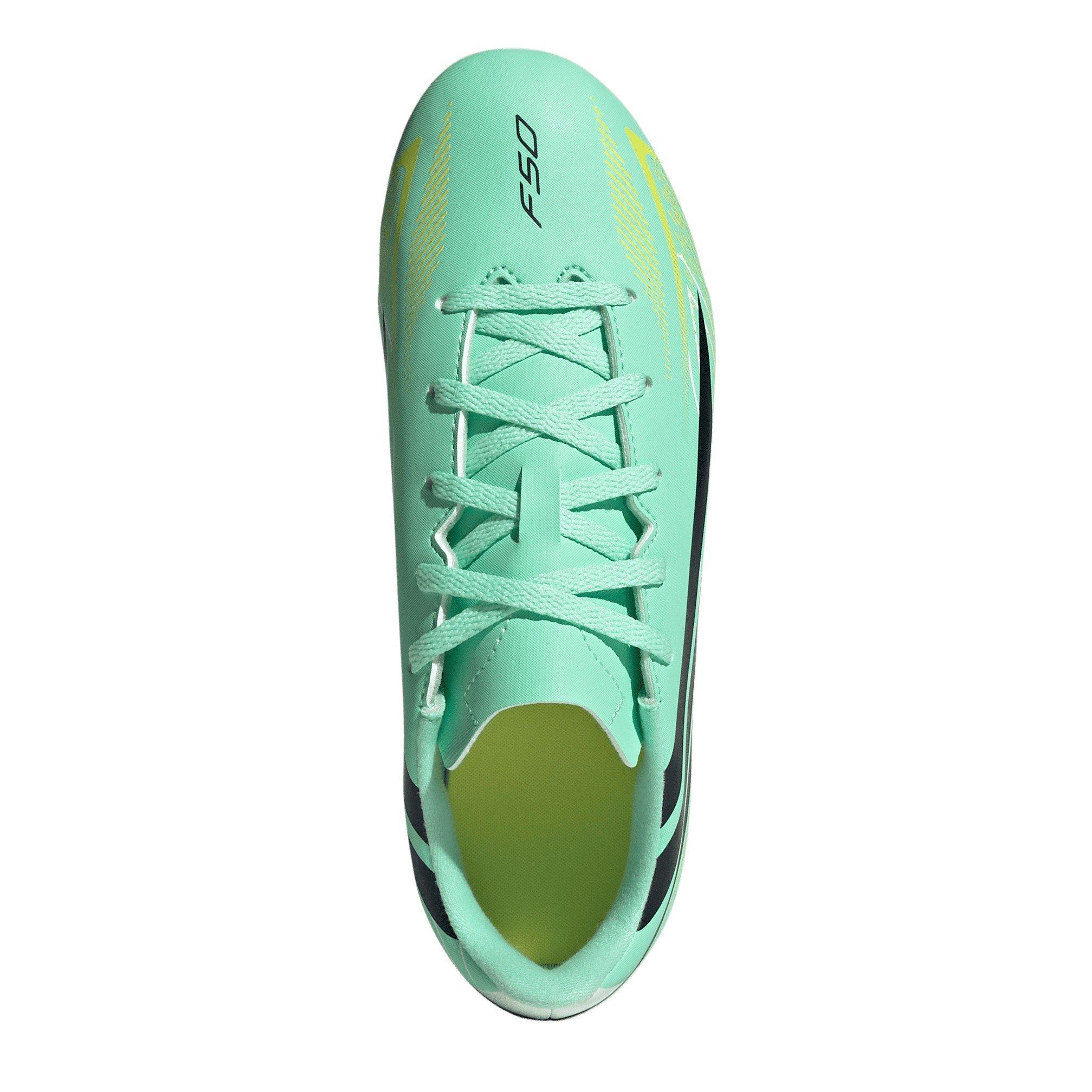 Mint/Navy/Lemon - adidas - F50 Hyperfast Club Firm Ground Junior Boots - 5