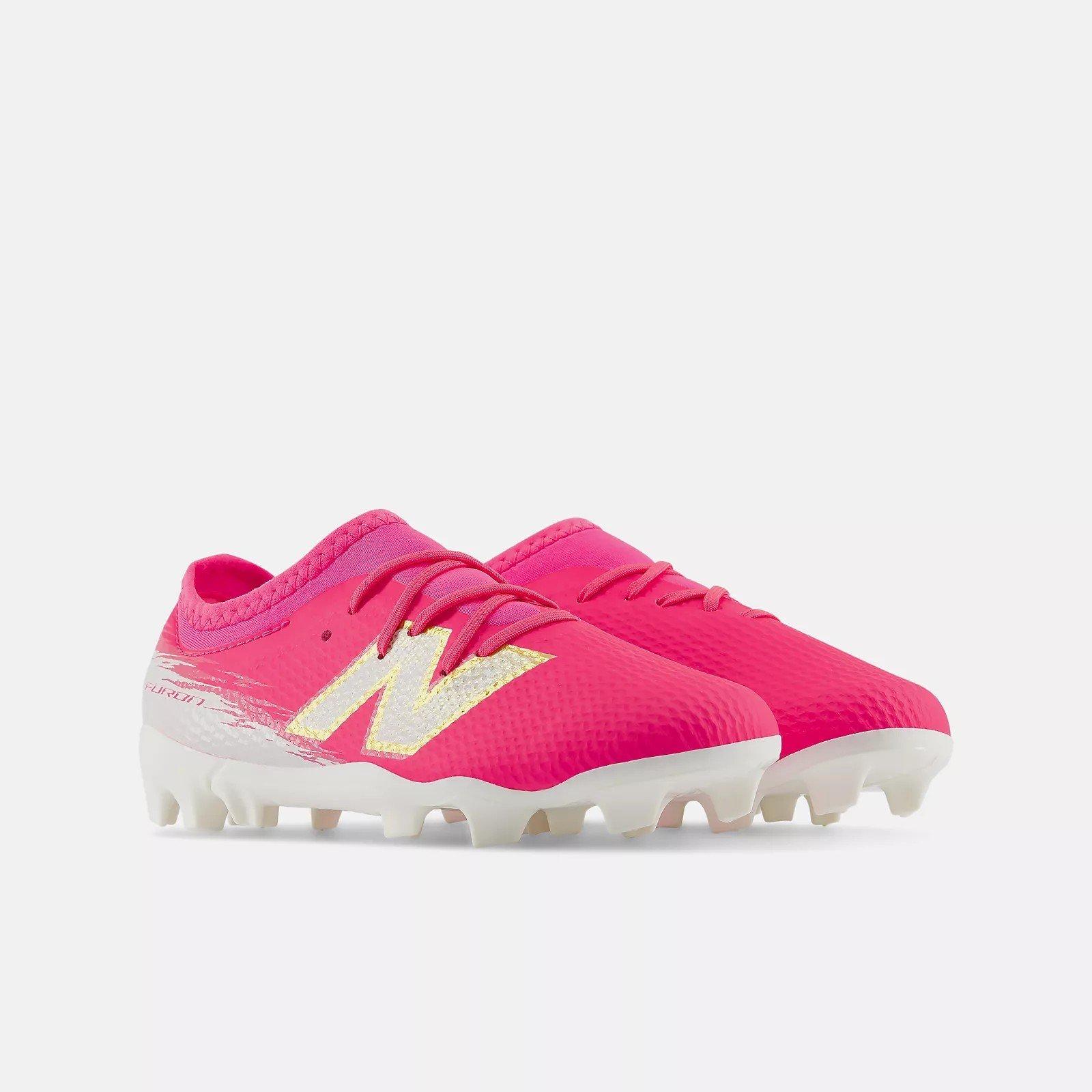 Pink/White - New Balance - Unisex Kids' Furon .3 Firm Ground Football Boots - 2