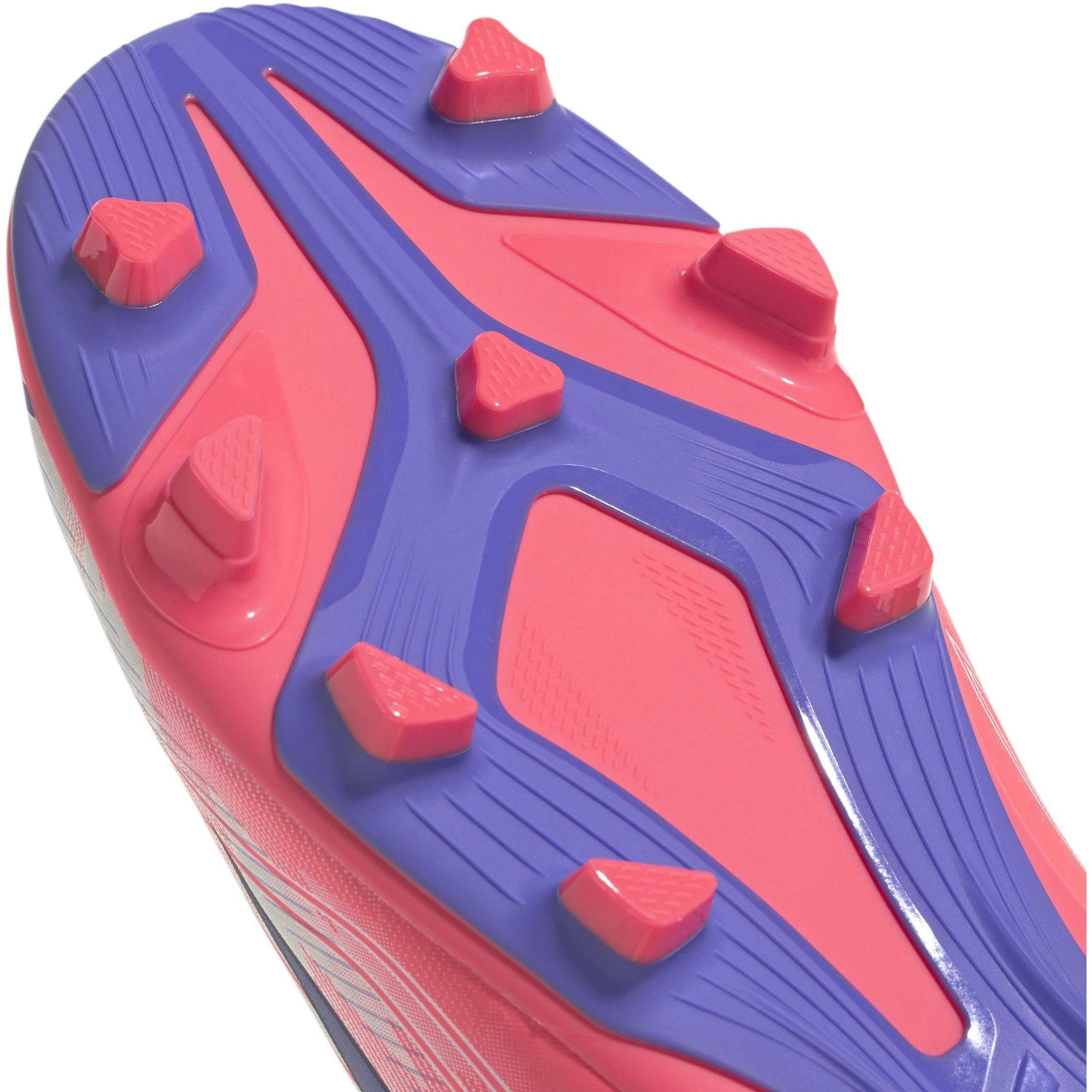 Wit/Koraal - adidas - F50 HYPERFAST Club Mid Firm Ground Football Boots Juniors - 8