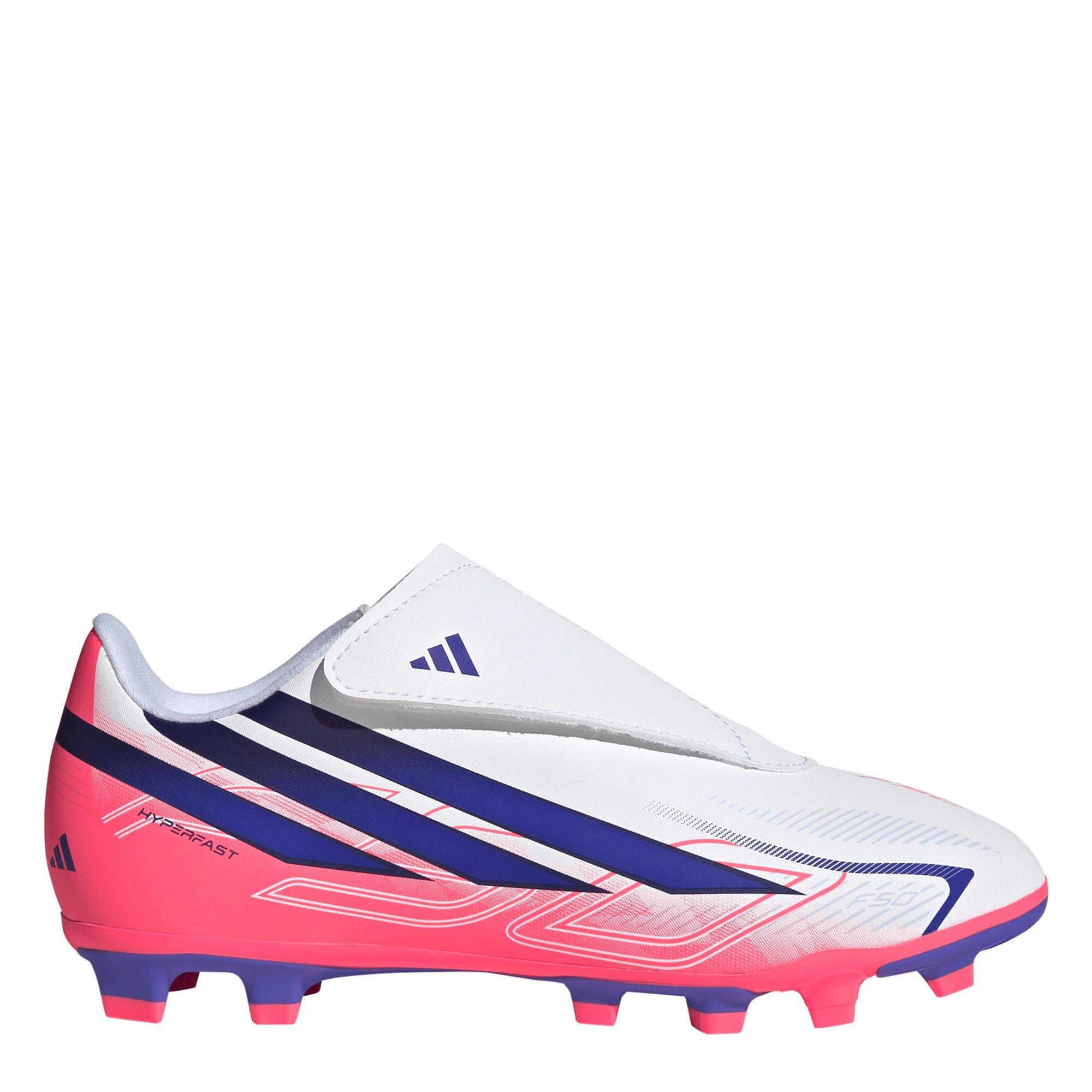 Wit/Koraal - adidas - F50 Hyperfast Club Velcro Firm Ground Football Boots Juniors - 1