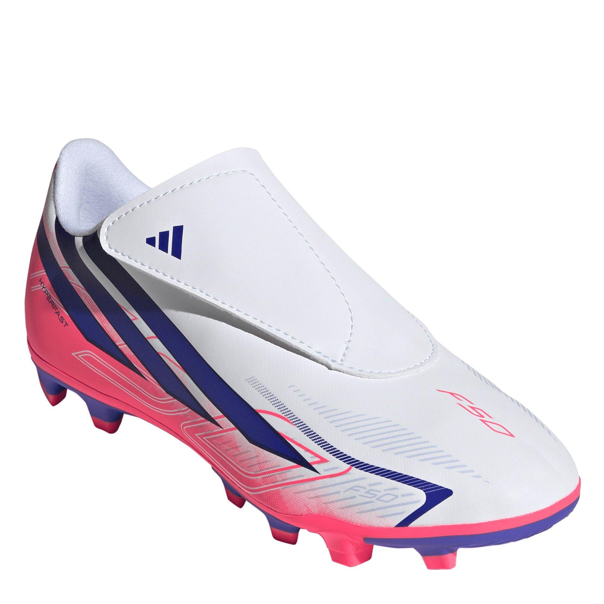 Wit/Koraal - adidas - F50 Hyperfast Club Velcro Firm Ground Football Boots Juniors - 3