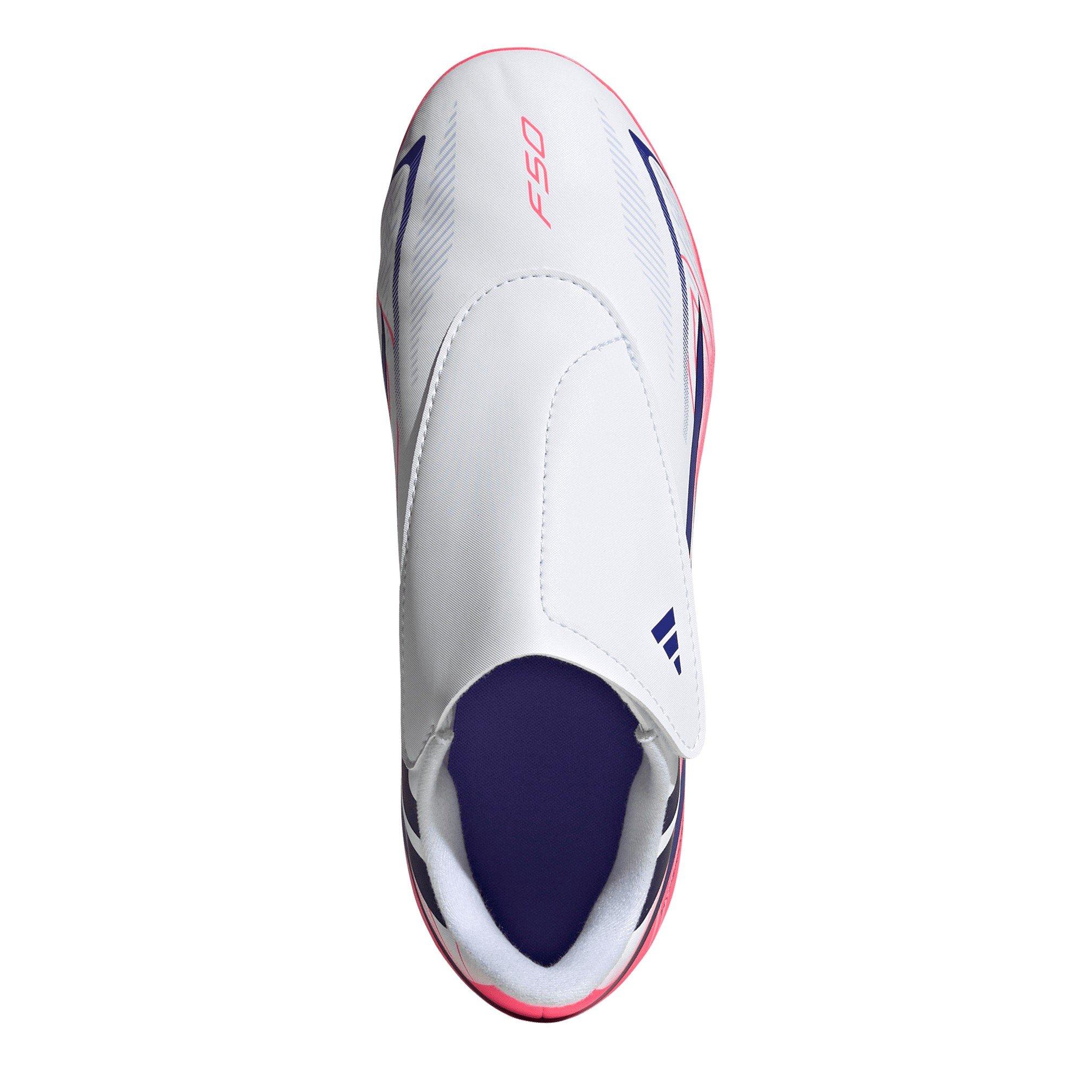 Wit/Koraal - adidas - F50 Hyperfast Club Velcro Firm Ground Football Boots Juniors - 5