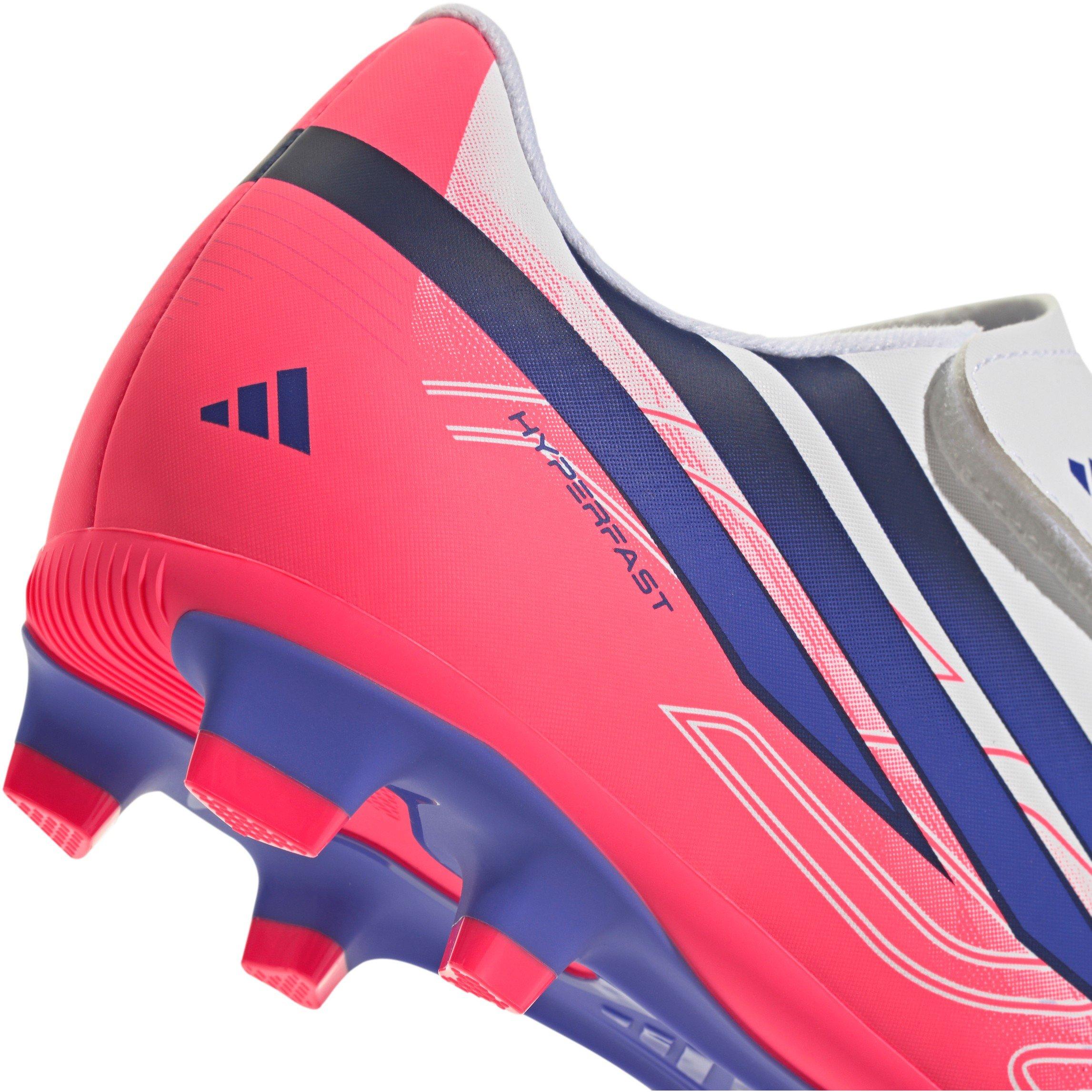 Wit/Koraal - adidas - F50 Hyperfast Club Velcro Firm Ground Football Boots Juniors - 8