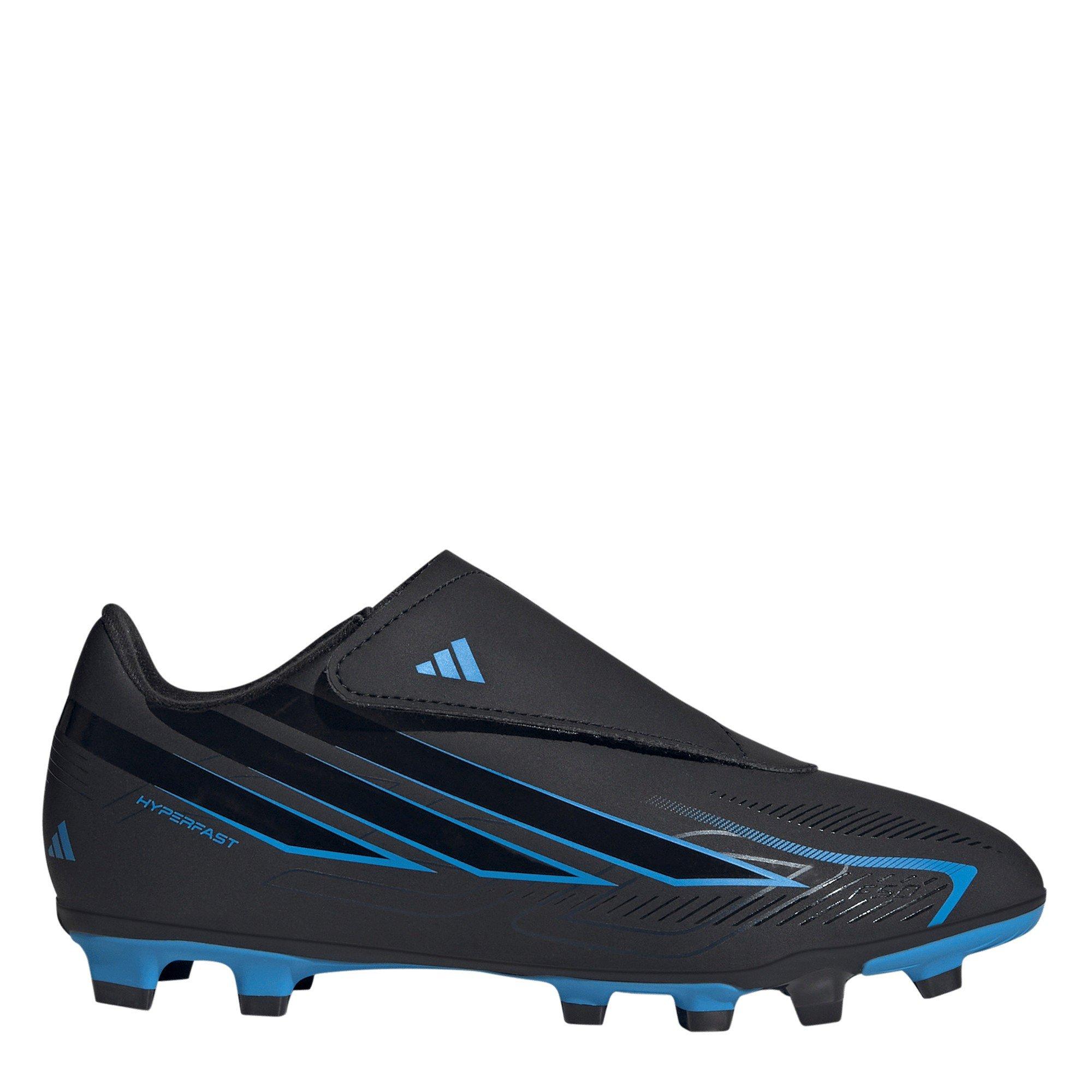 Black/Blue - adidas - F50 Hyperfast Club Velcro Firm Ground Football Boots Juniors - 1