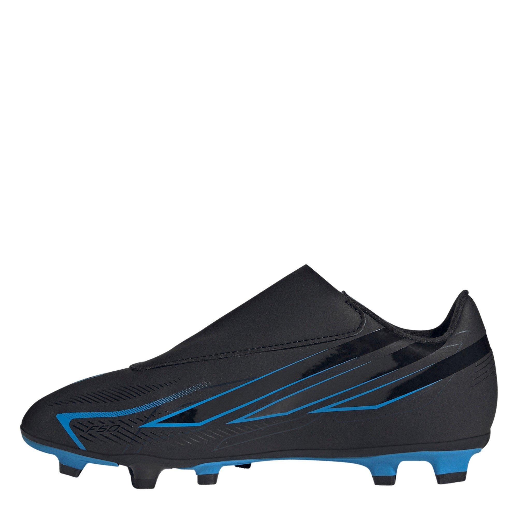 Black/Blue - adidas - F50 Hyperfast Club Velcro Firm Ground Football Boots Juniors - 2