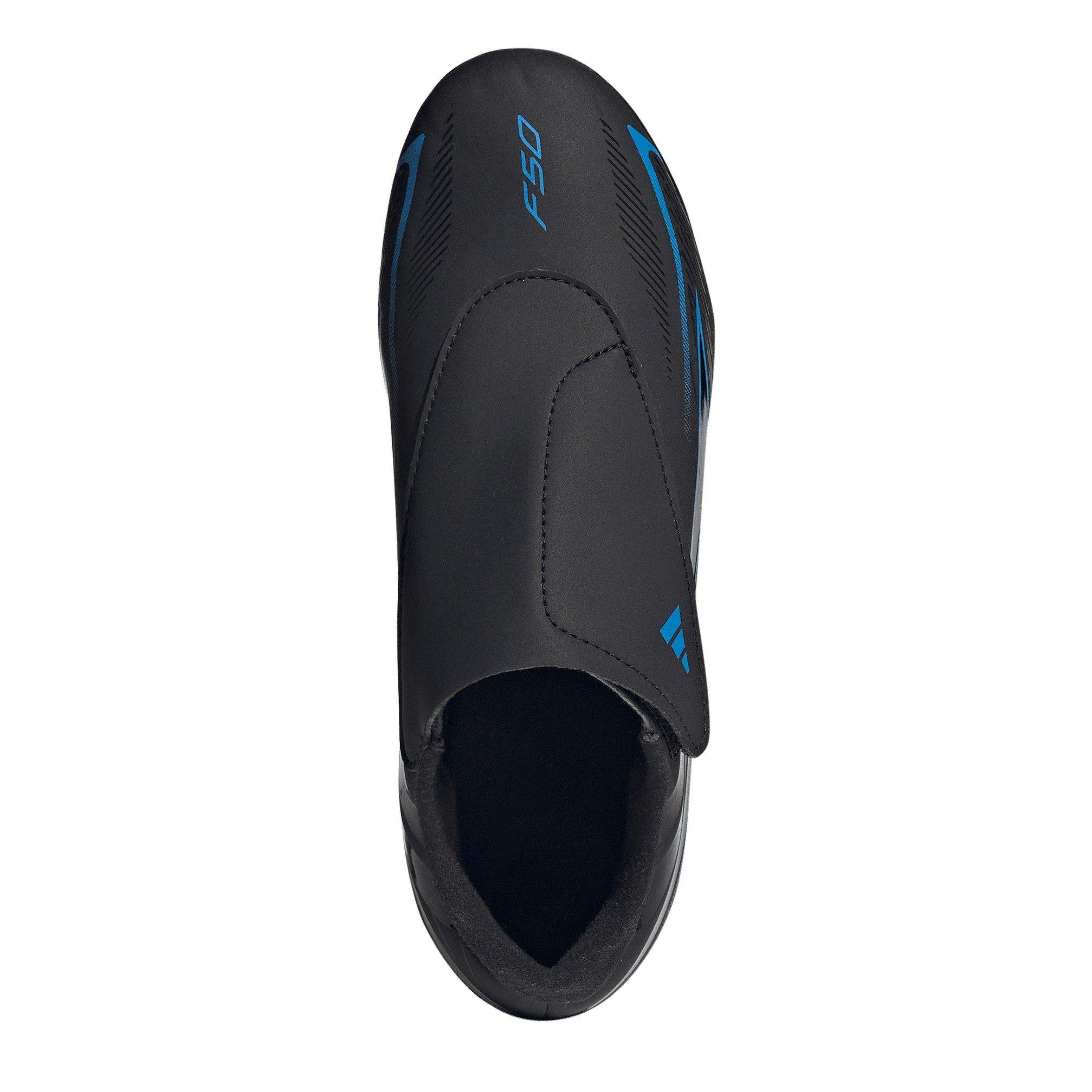 Black/Blue - adidas - F50 Hyperfast Club Velcro Firm Ground Football Boots Juniors - 5